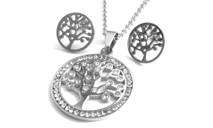 Steel Jewelry Set náhrdelník a náušnice strom života z chirurgické oceli SET141024