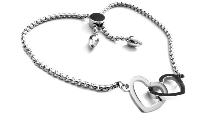 Steel Jewelry Náramek propojené srdce z chirurgické oceli NR090172