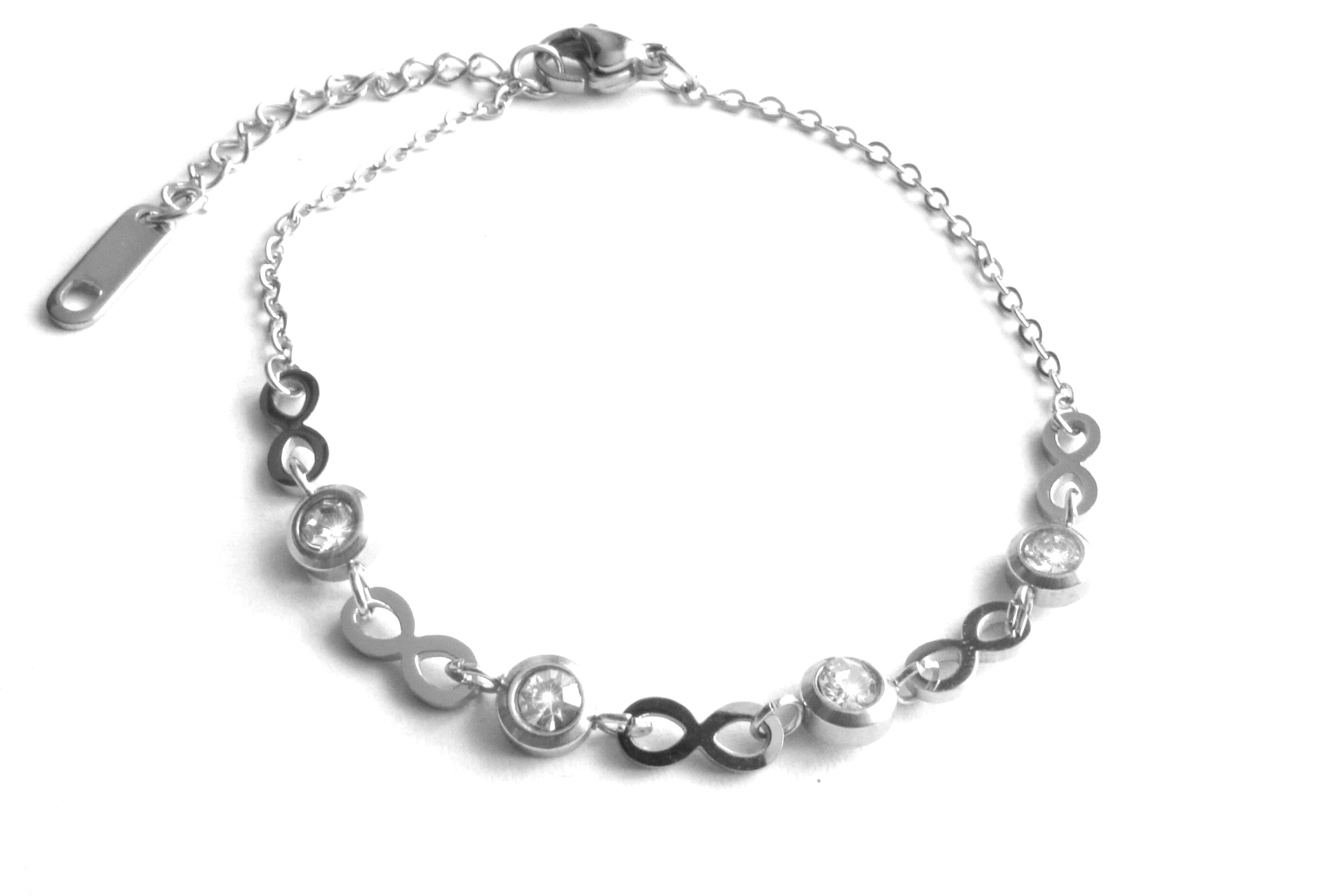 Steel Jewelry Náramek nekonečno s krystalky z chirurgické oceli NR090287