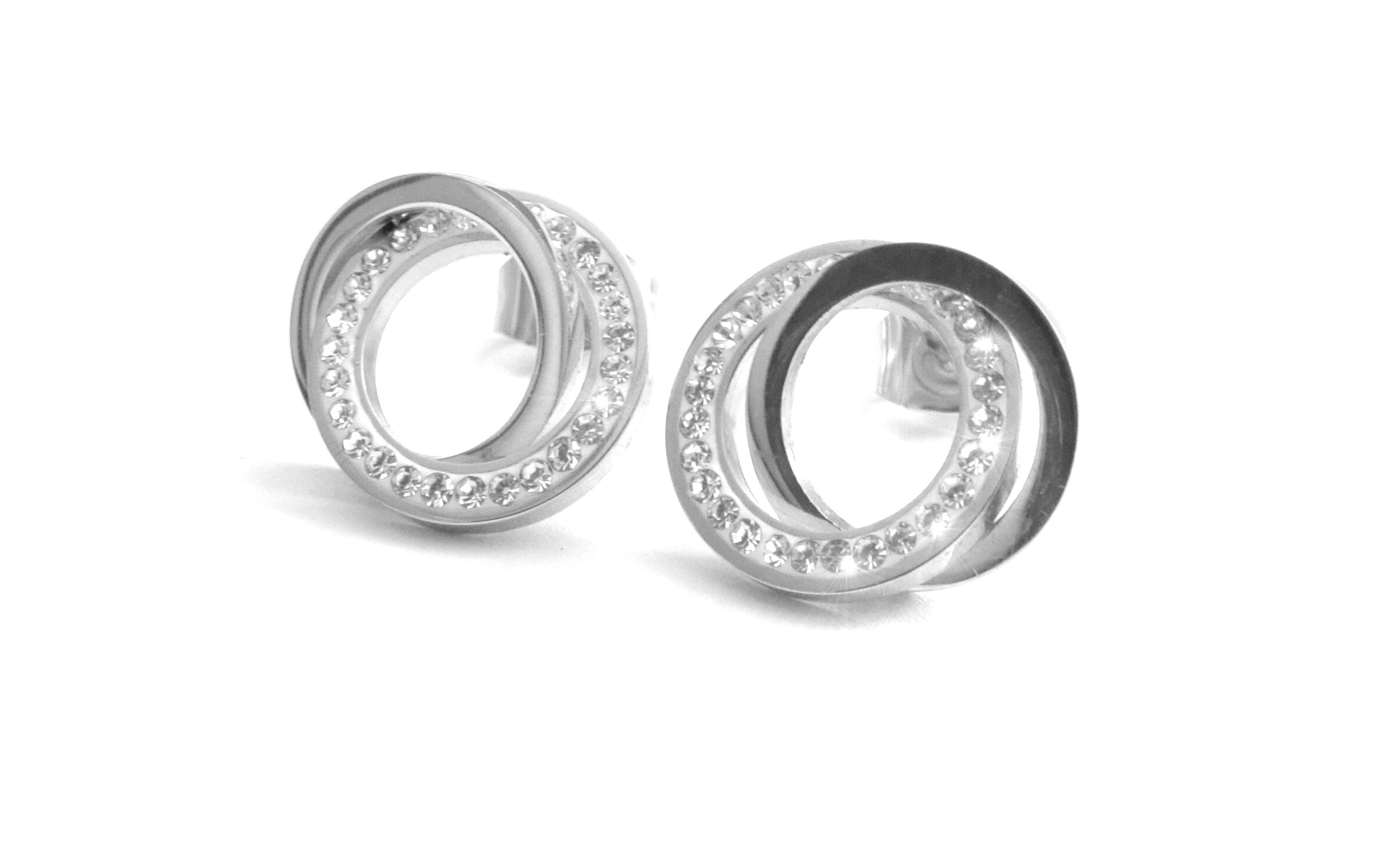 Steel Jewelry Náušnice propojené kroužky z chirurgické oceli NS111121