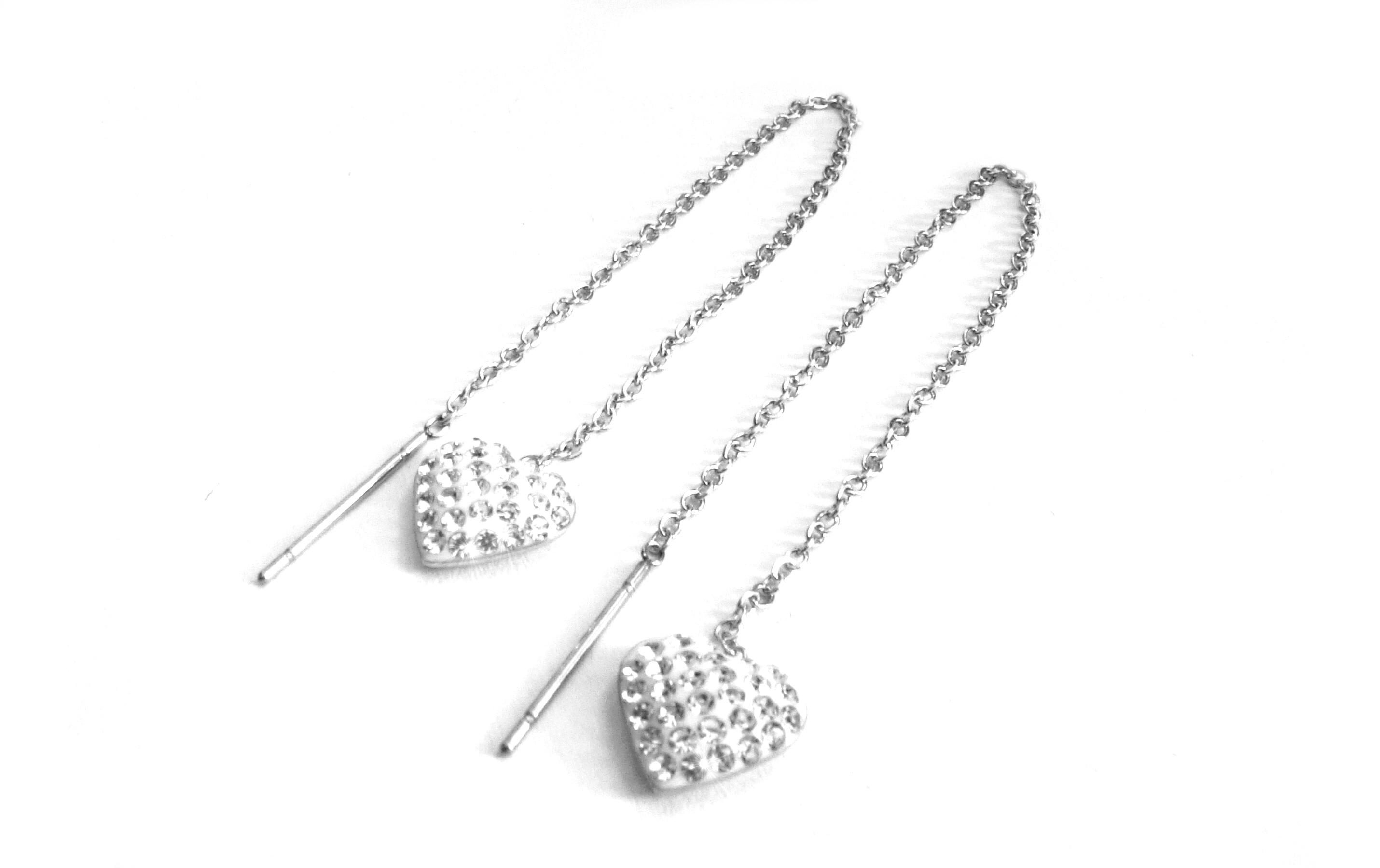 Steel Jewelry Náušnice provlékací srdce s krystalky z chirurgické oceli NS500440