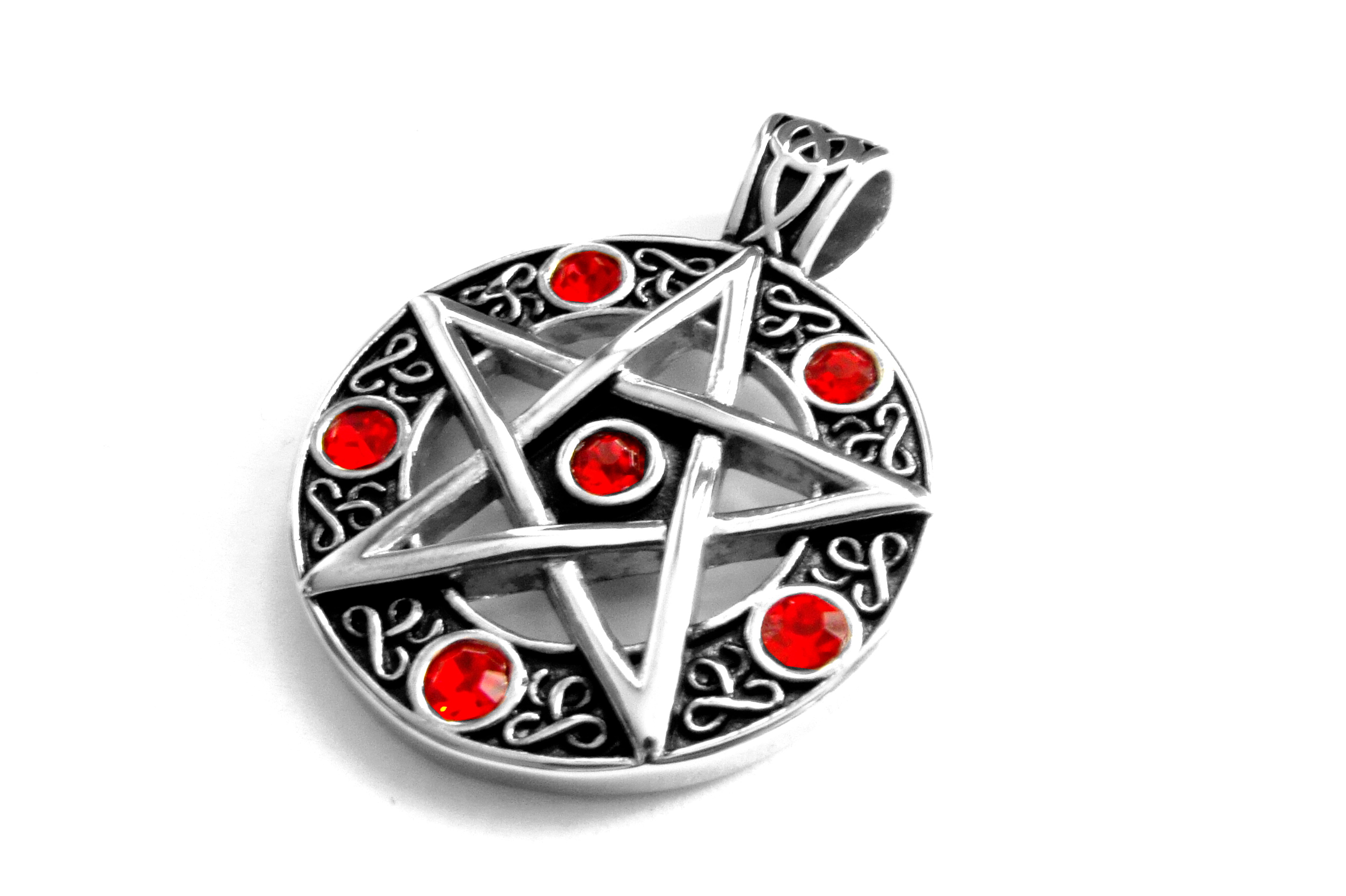 Steel Jewelry Přívěsek pentagram červený krystal z chirurgické oceli PR171025