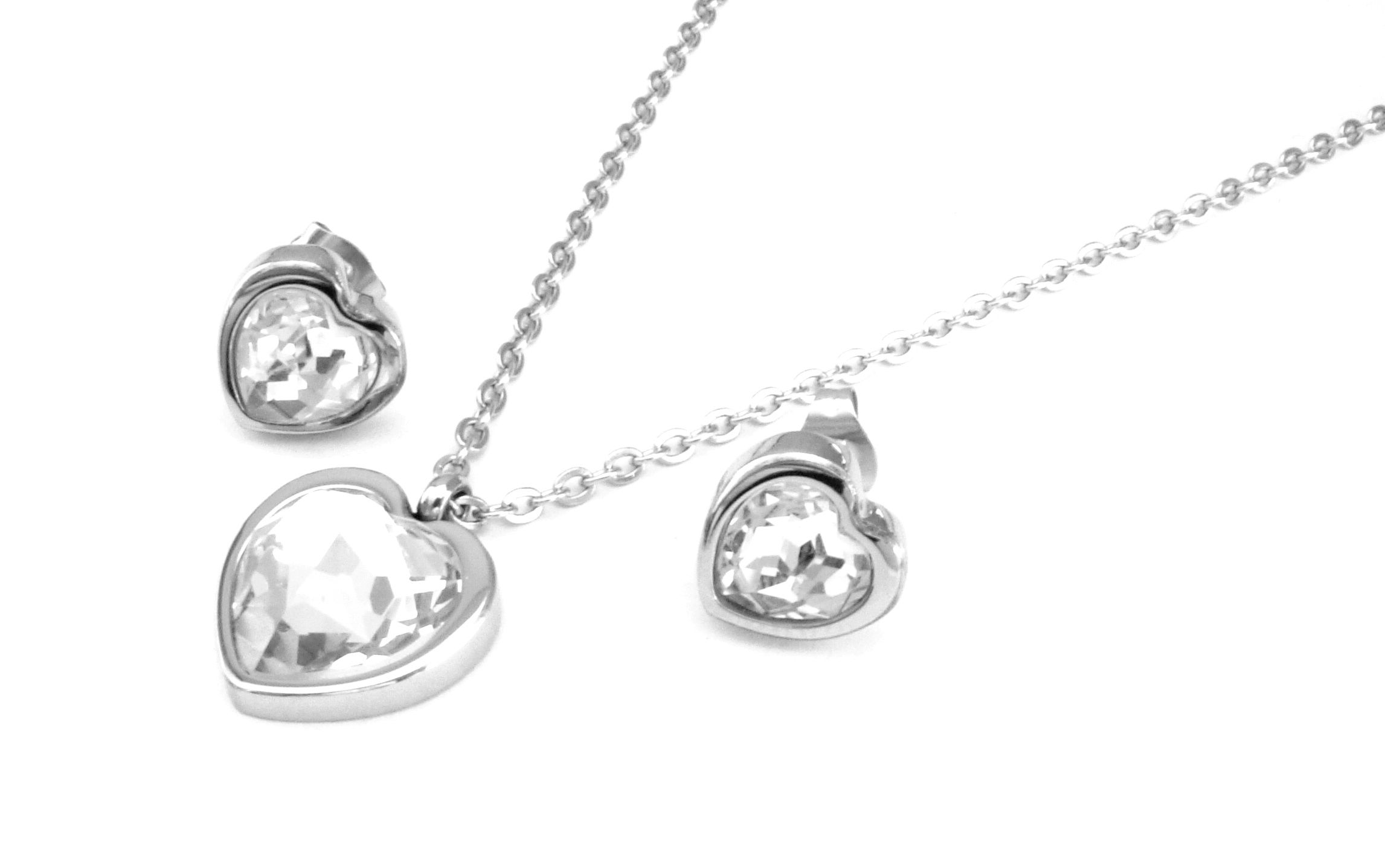 Steel Jewelry Set náhrdelník a náušnice srdce z chirurgické oceli SET090195