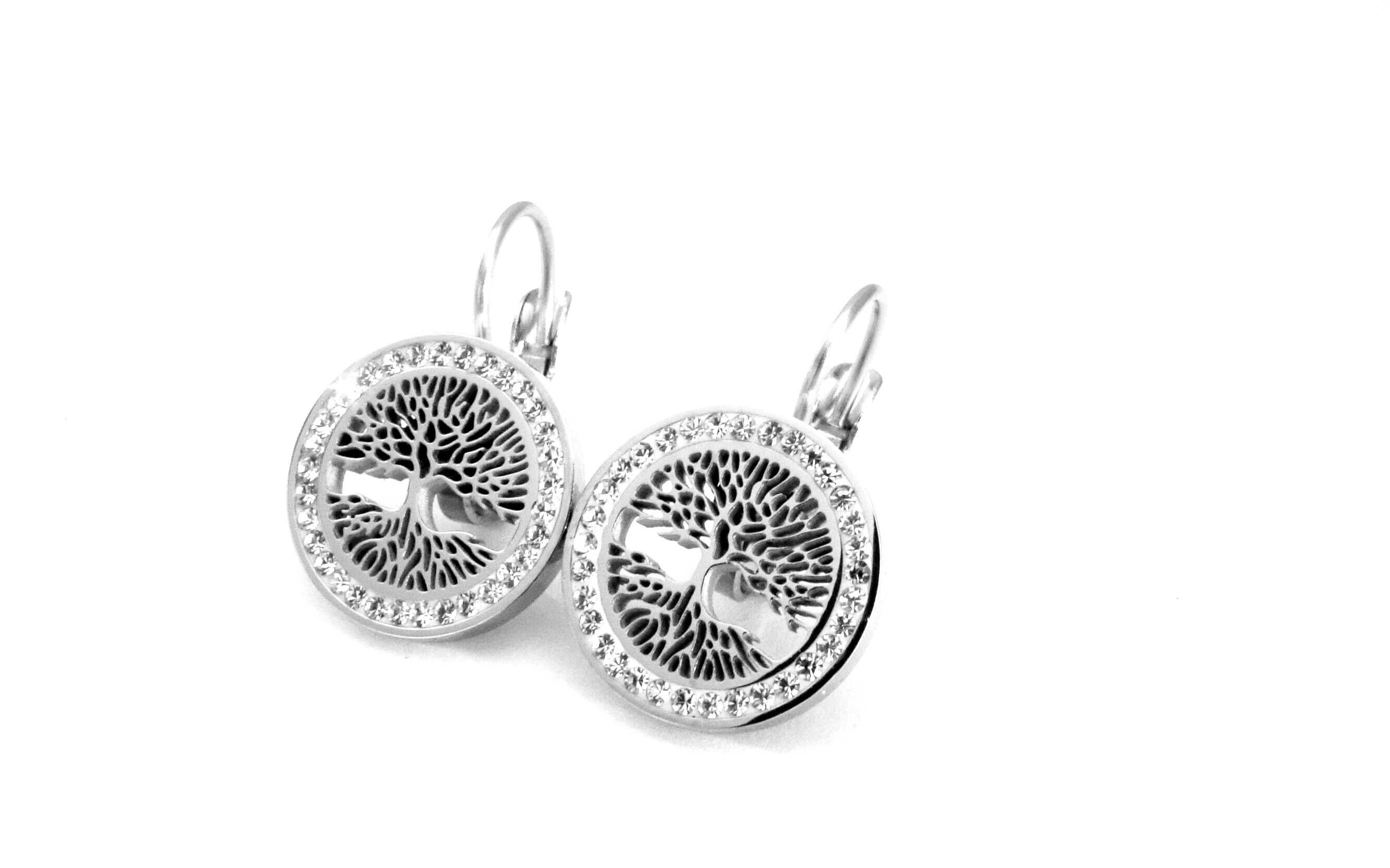 Steel Jewelry náušnice strom života s krystalky z chirurgické oceli NS606020