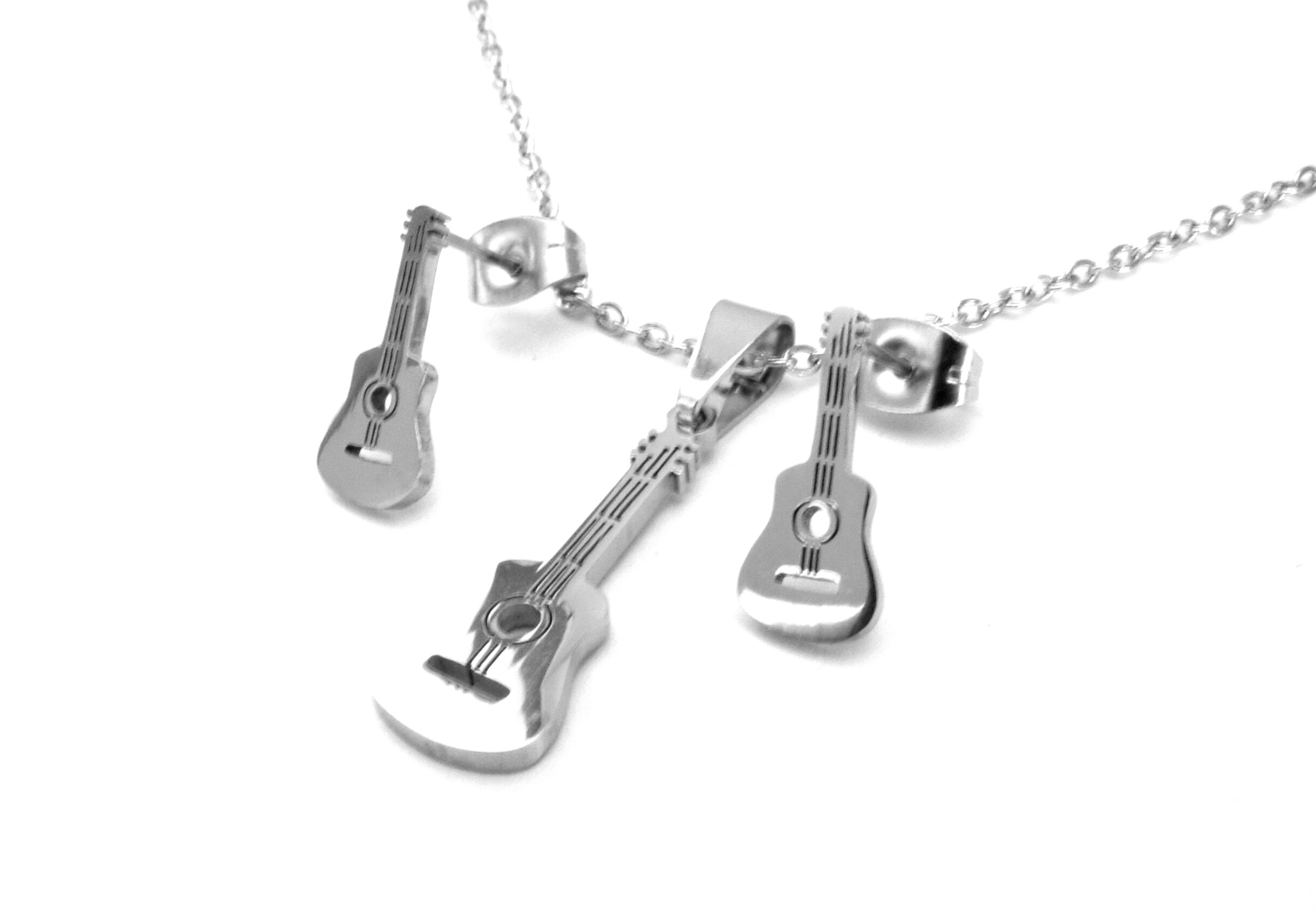 Steel Jewelry Set náhrdelník a náušnice kytara z chirurgické oceli SET111110