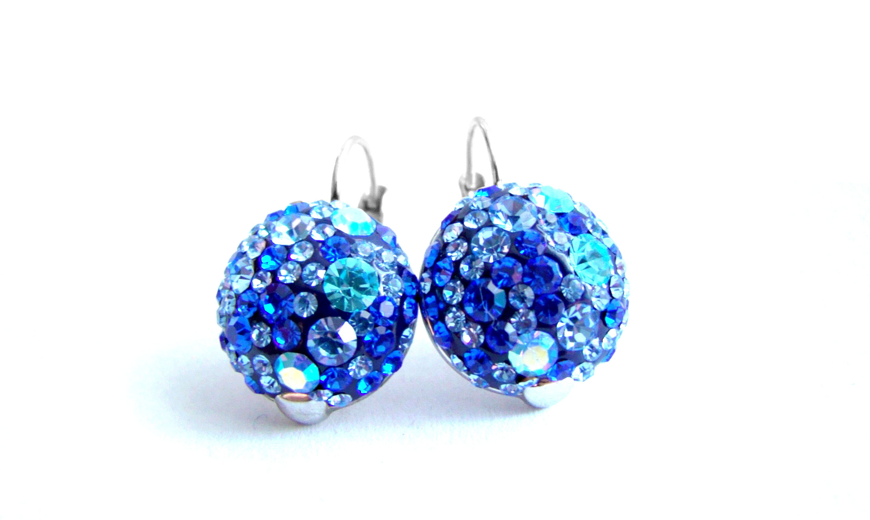 Steel Jewelry Náušnice modré krystalky z chirurgické oceli NS090380