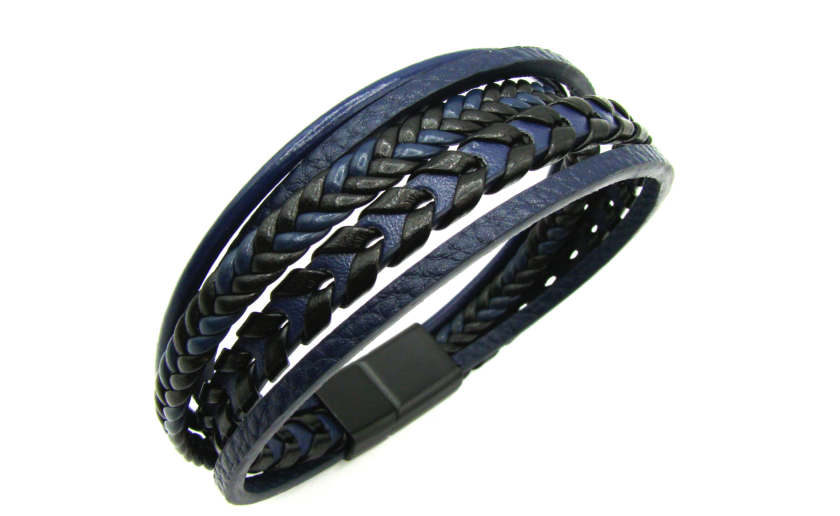 Steel Jewelry Kožený náramek pánský modrý NR150902