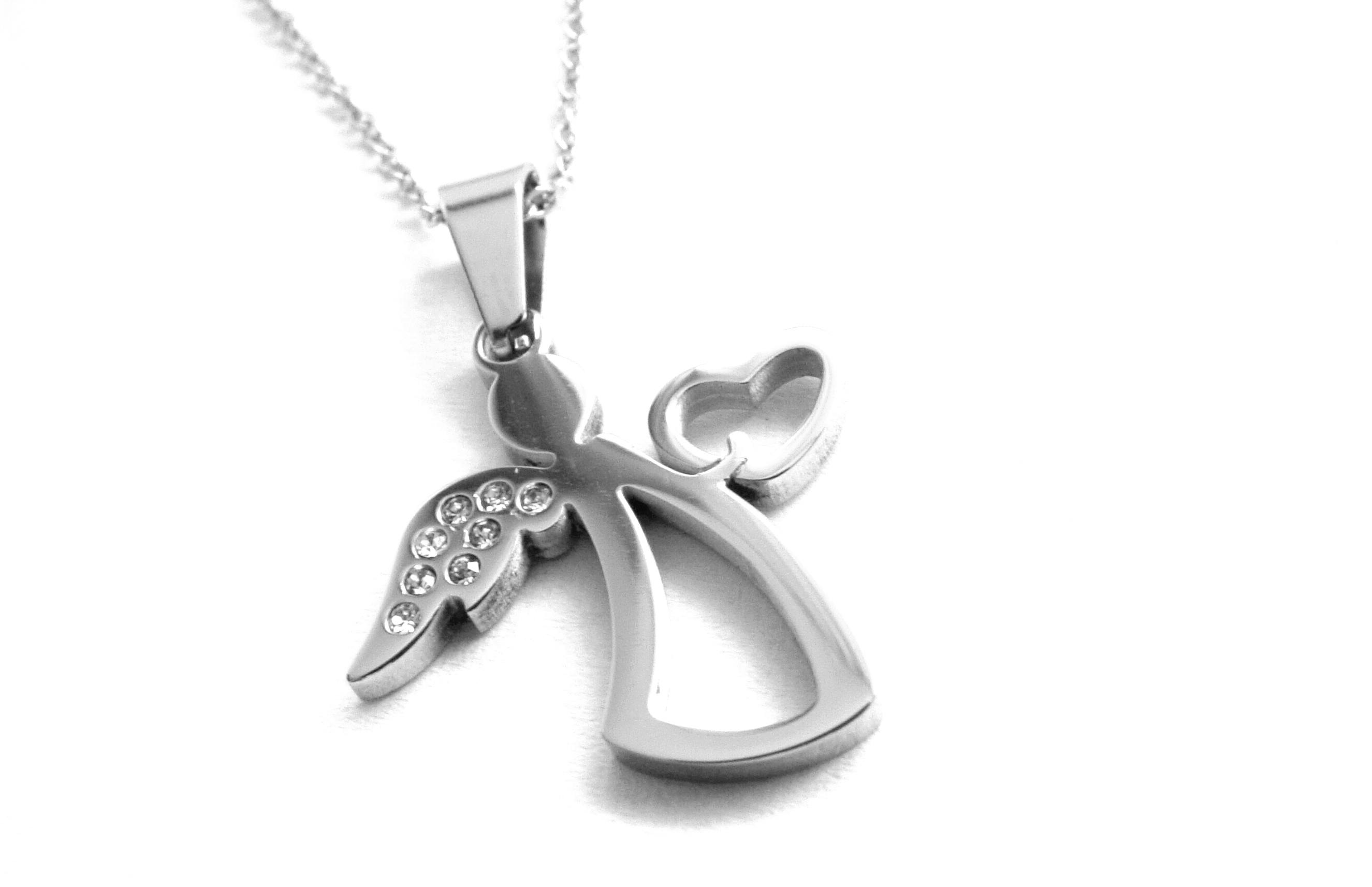 Levně Steel Jewelry Náhrdelník anděl se srdcem z chirurgické oceli NH150214