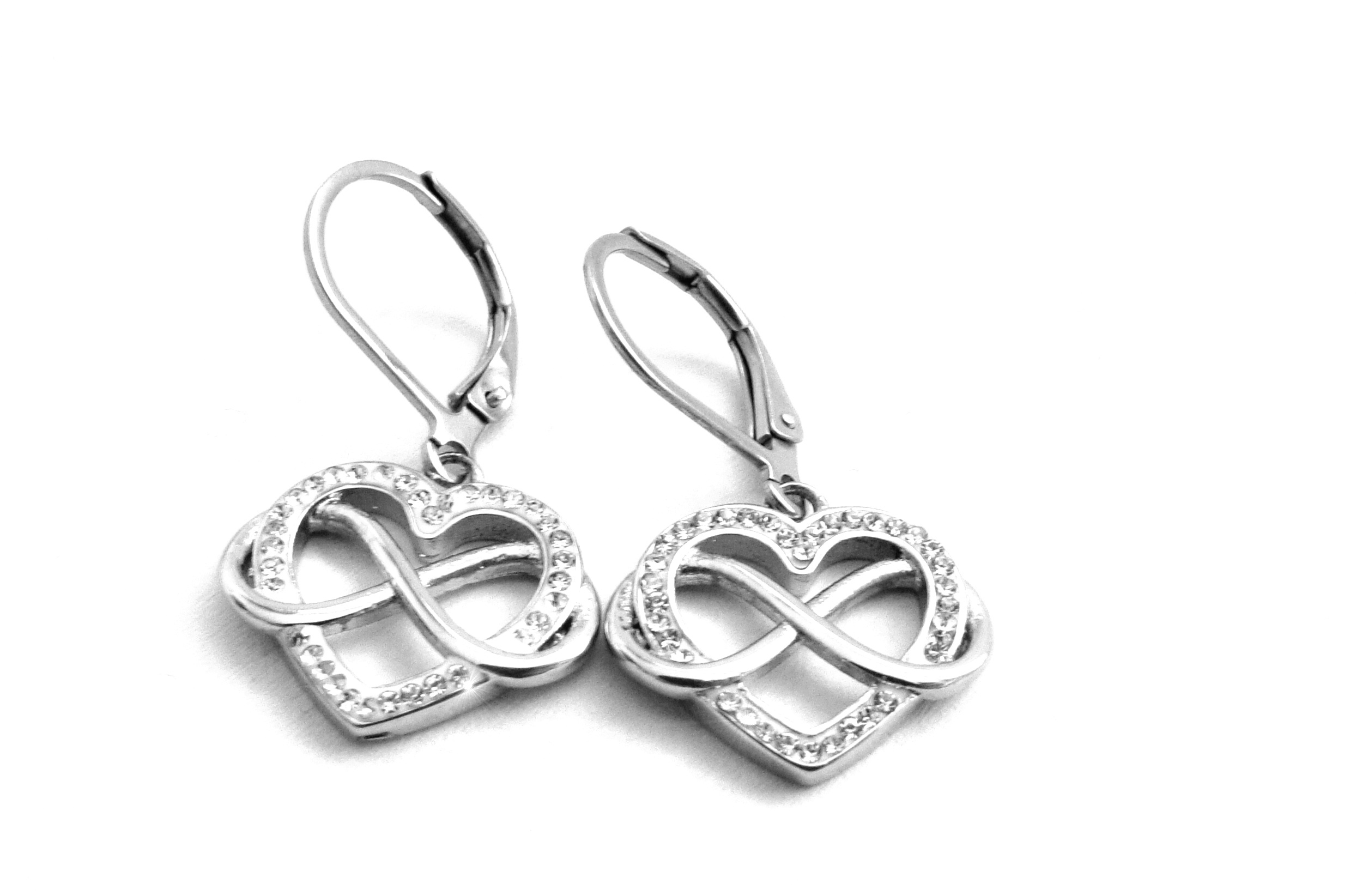 Steel Jewelry Náušnice srdce a nekonečno z chirurgické oceli NS180466
