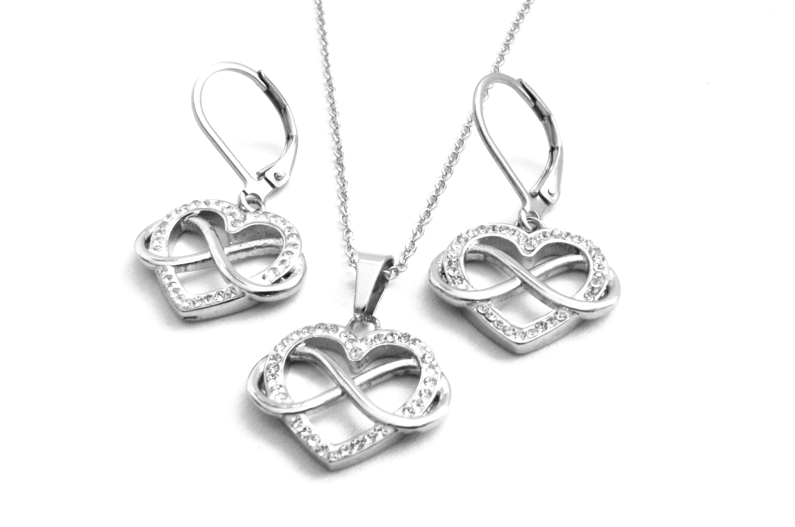 Steel Jewelry Set náhrdelník a náušnice srdce s nekonečnem z chirurgické oceli SET180469