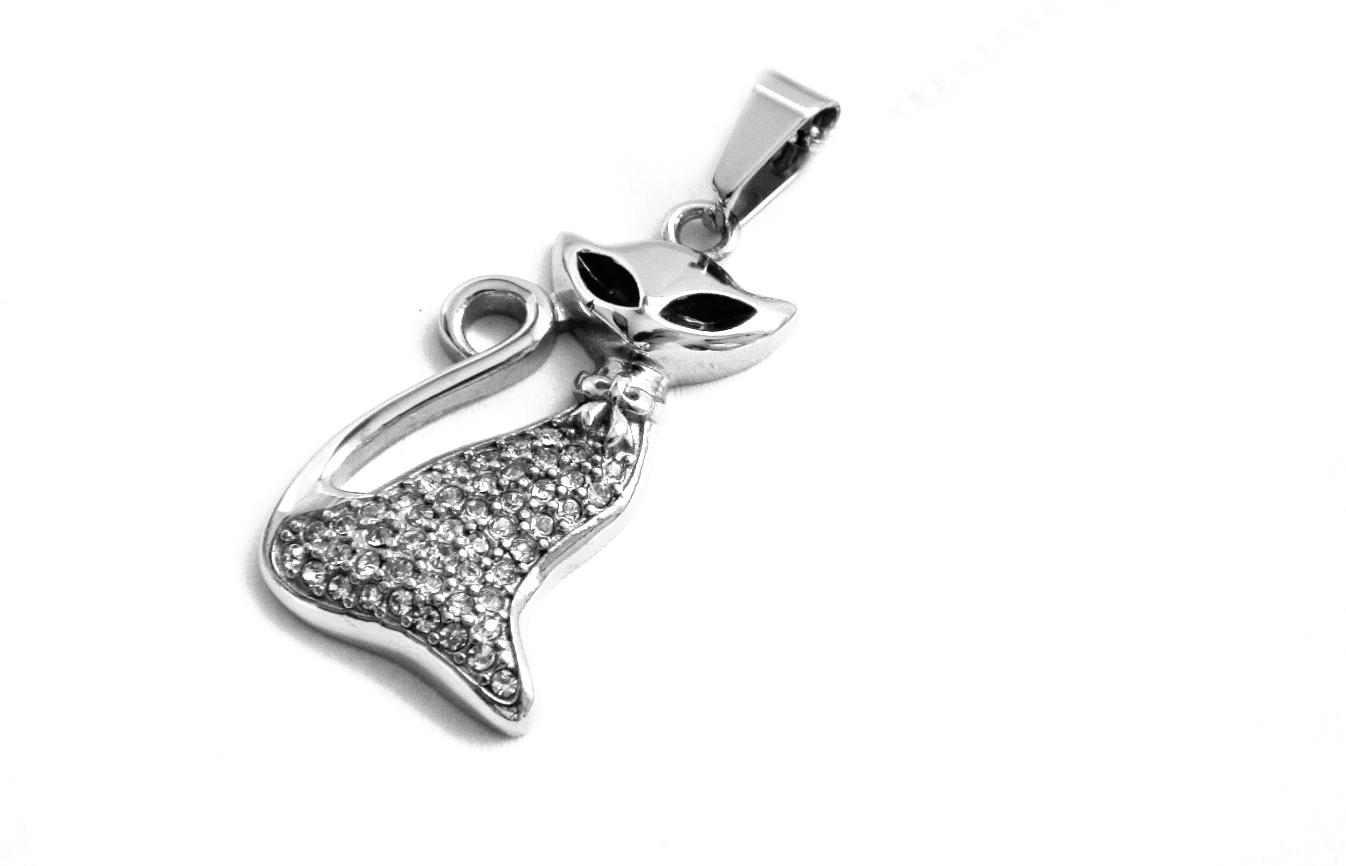 Steel Jewelry Přívěsek bílá kočka z chirurgické oceli PR151236