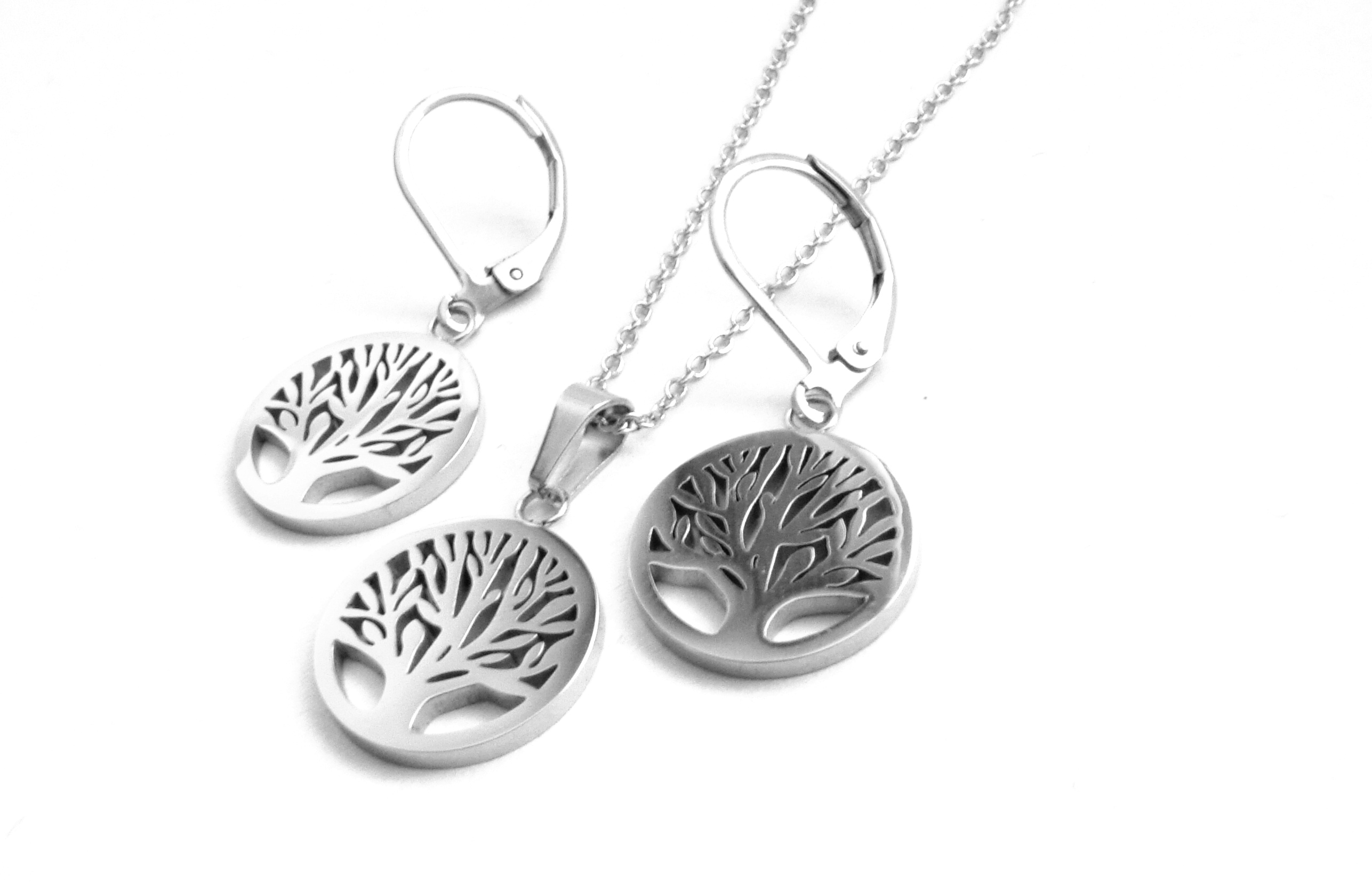 Steel Jewelry Set Náhrdelník a náušnice strom života z chirurgické oceli SET180474