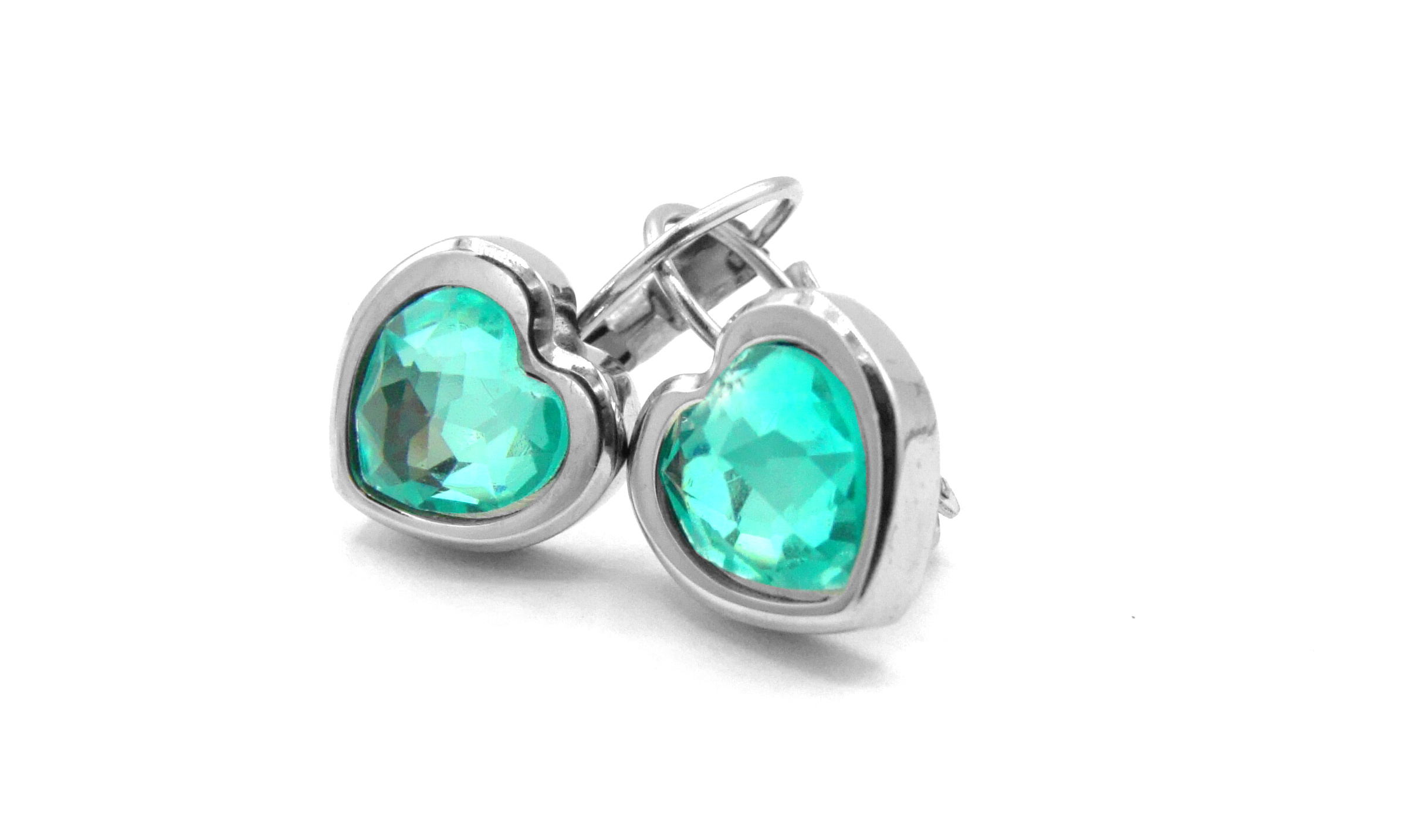 Steel Jewelry Náušnice tyrkysové srdce z chirurgické oceli NS220110