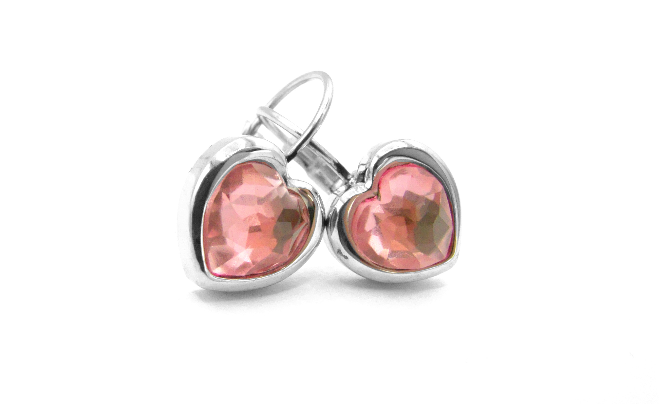Steel Jewelry Náušnice růžové srdce z chirurgické oceli NS220111