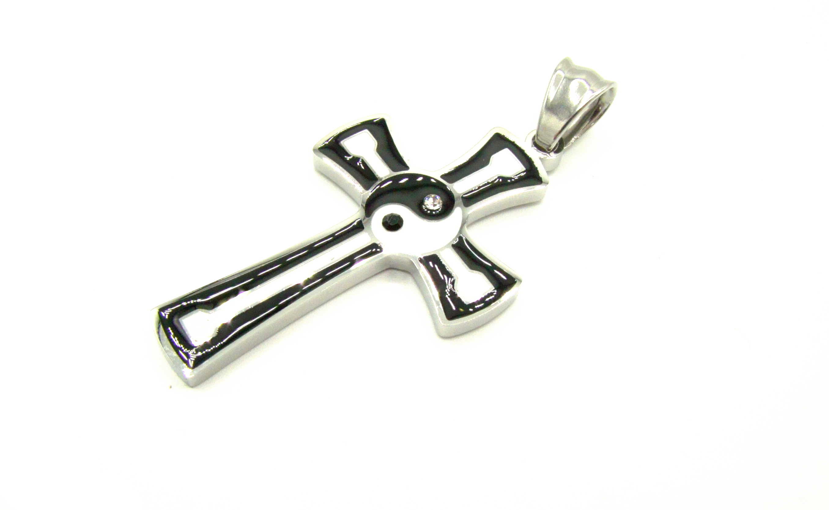 Steel Jewelry Přívěsek kříž s jing jang z chirurgické oceli PR220116