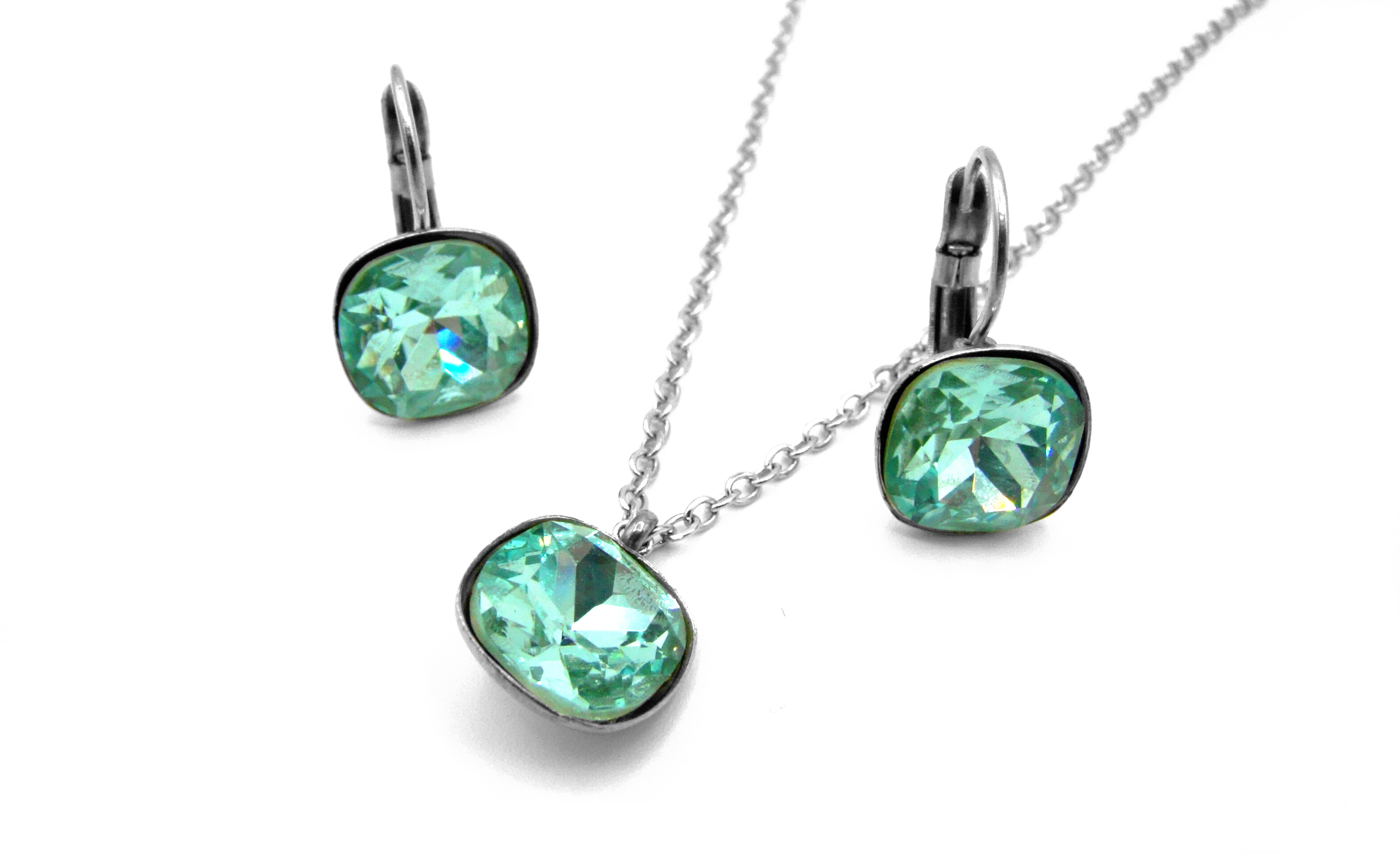 Steel Jewelry set náhrdelník a náušnice tyrkys z chirurgické oceli SET220132