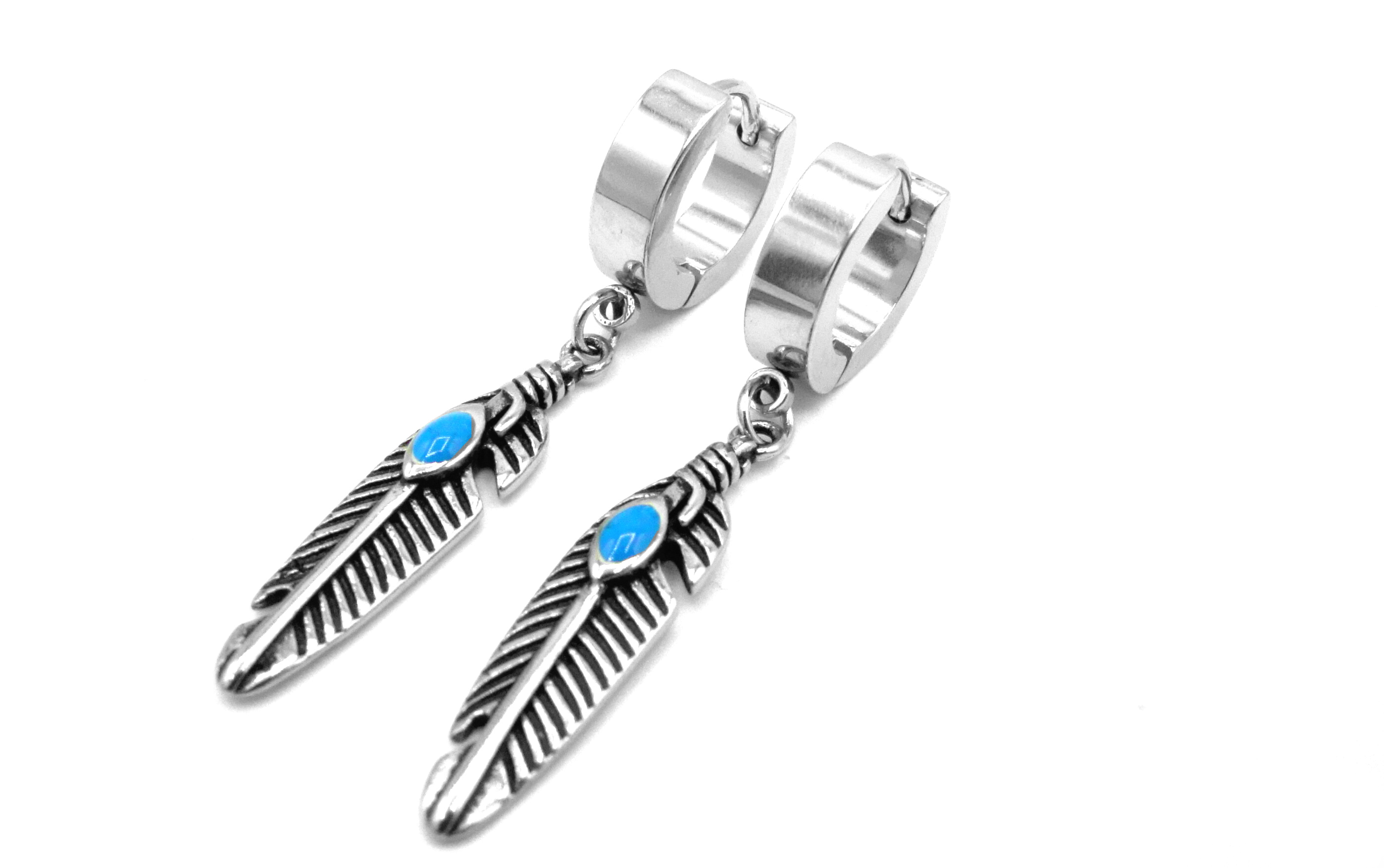 Steel Jewelry Náušnice pírka z chirurgické oceli NS090157