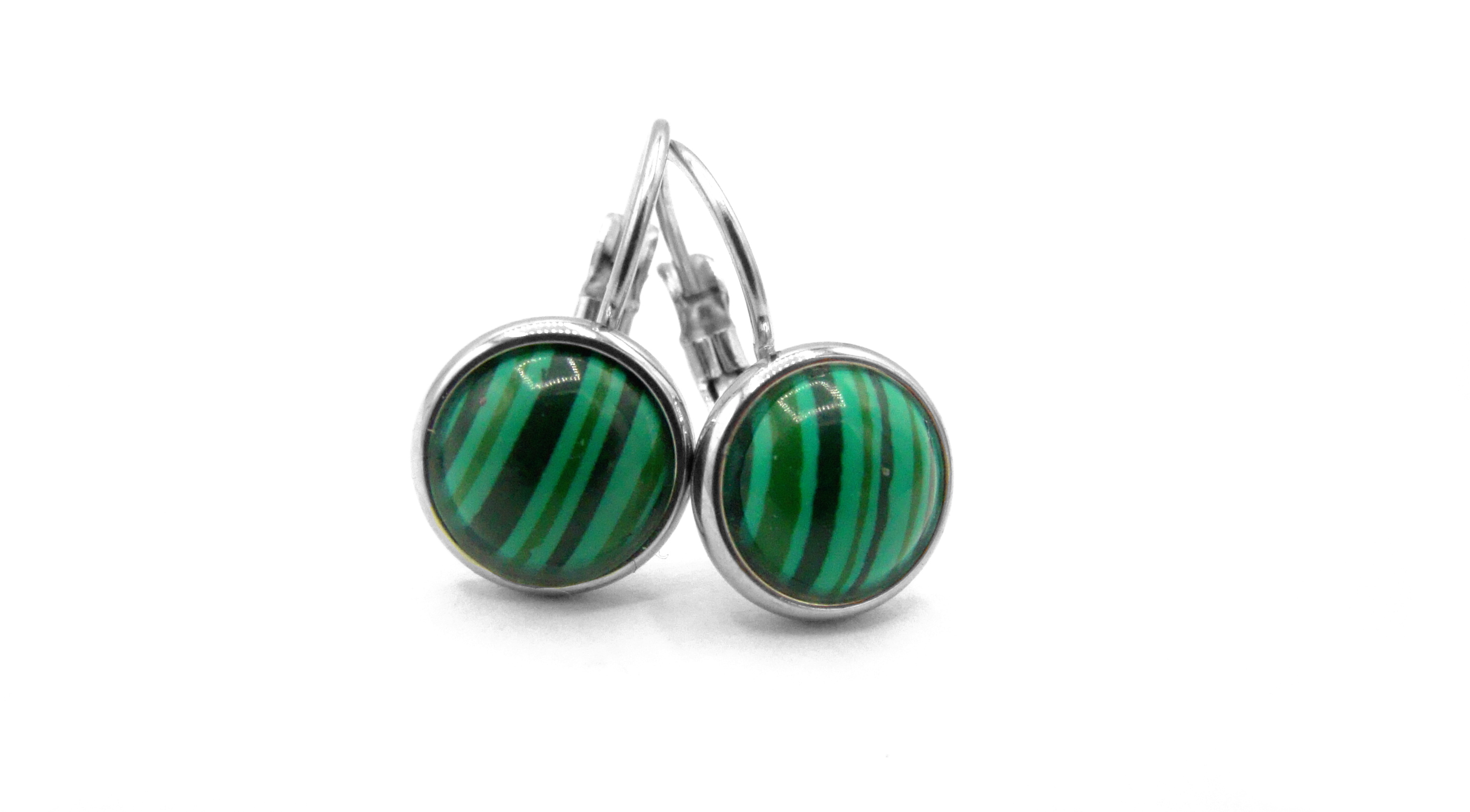 Steel Jewelry Náušnice zelené z chirurgické oceli NS220147