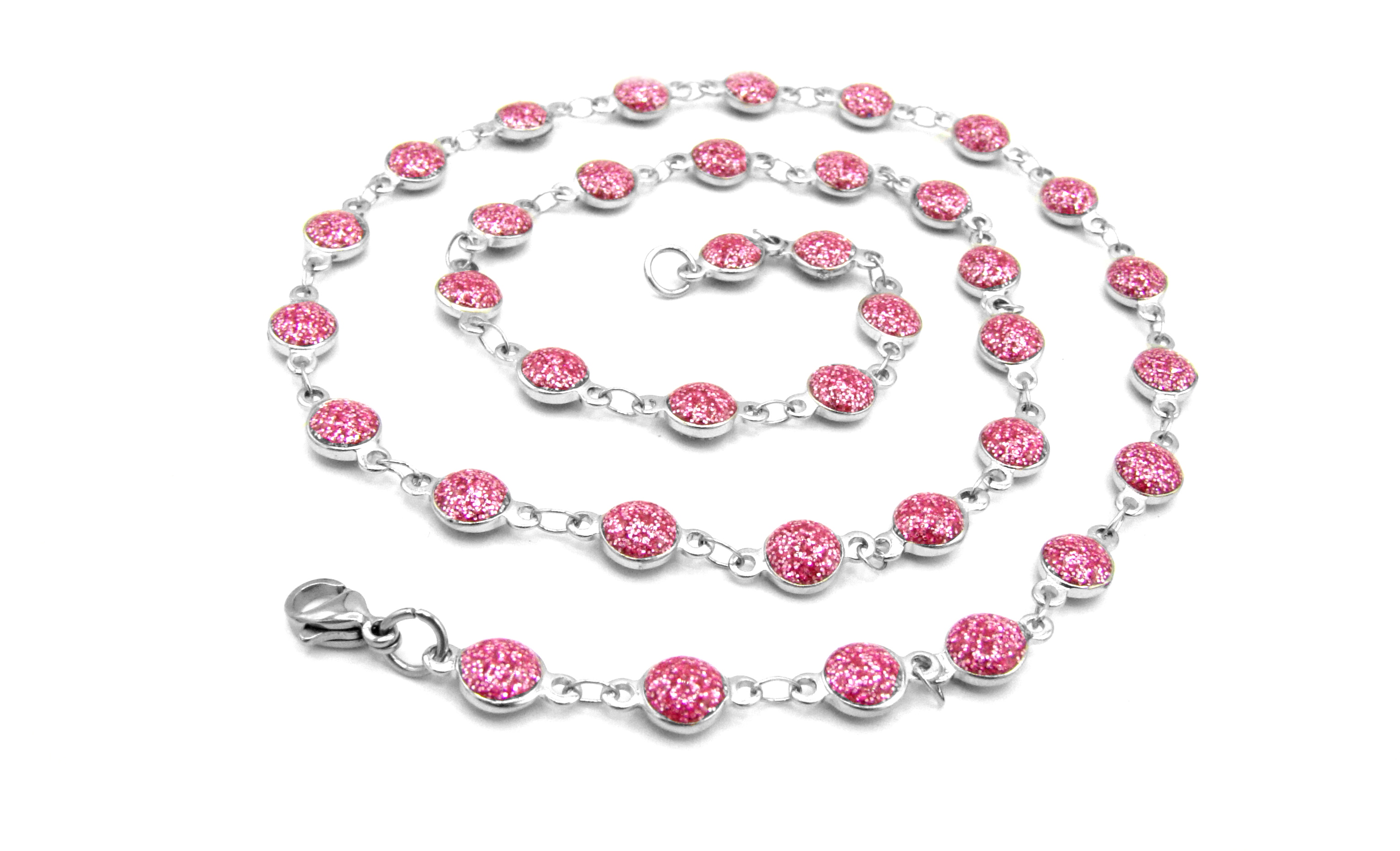 Levně Steel Jewelry náhrdelník růžový z chirurgické oceli NH220157