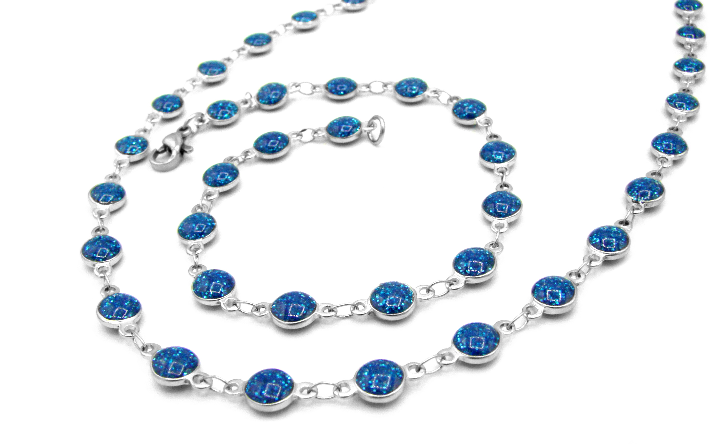 Steel Jewelry Set náhrdelník a náramek modrý z chirurgické oceli SET220161