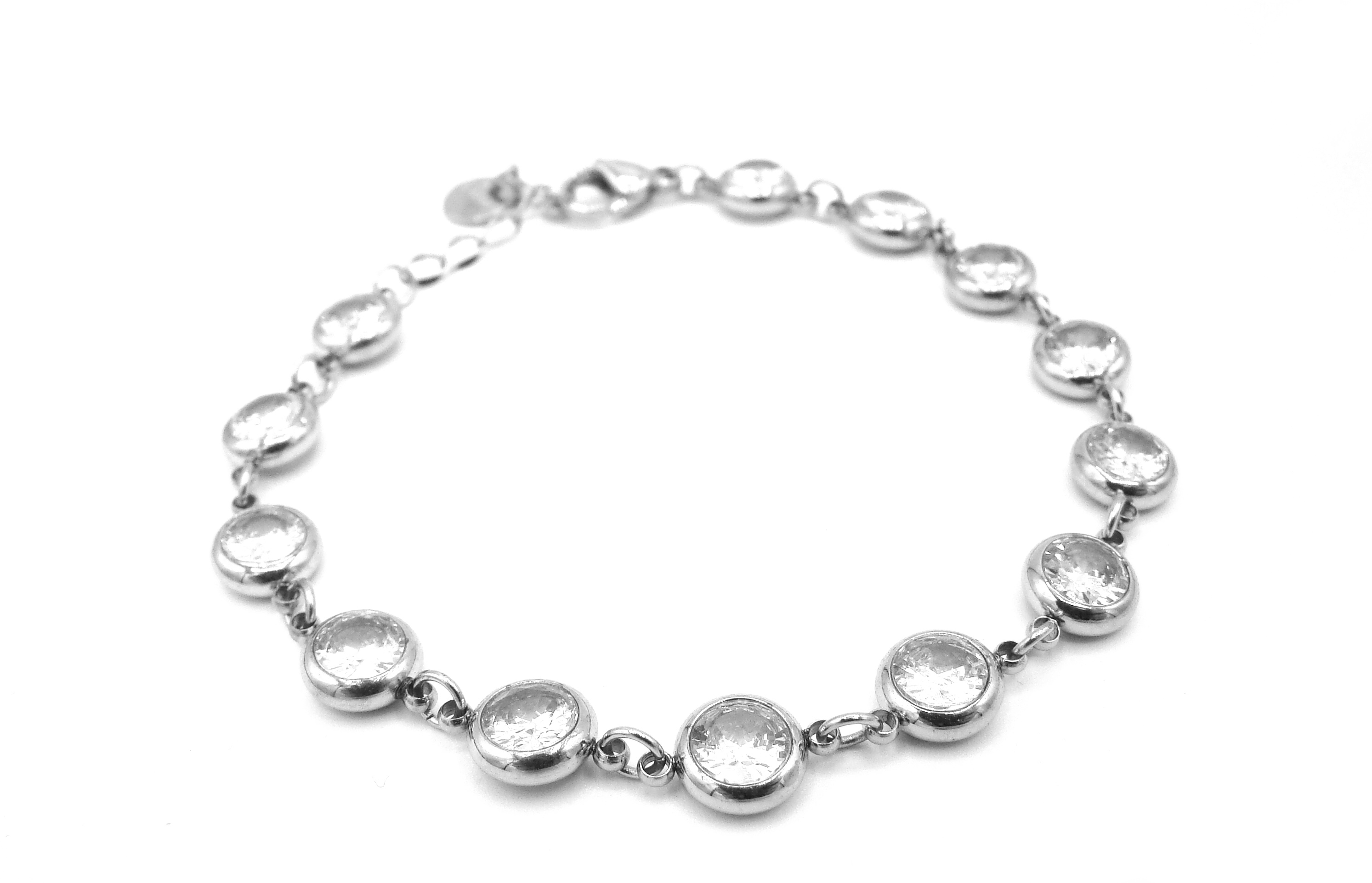 Steel Jewelry Náramek s čirými kamínky z chirurgické oceli NR220201