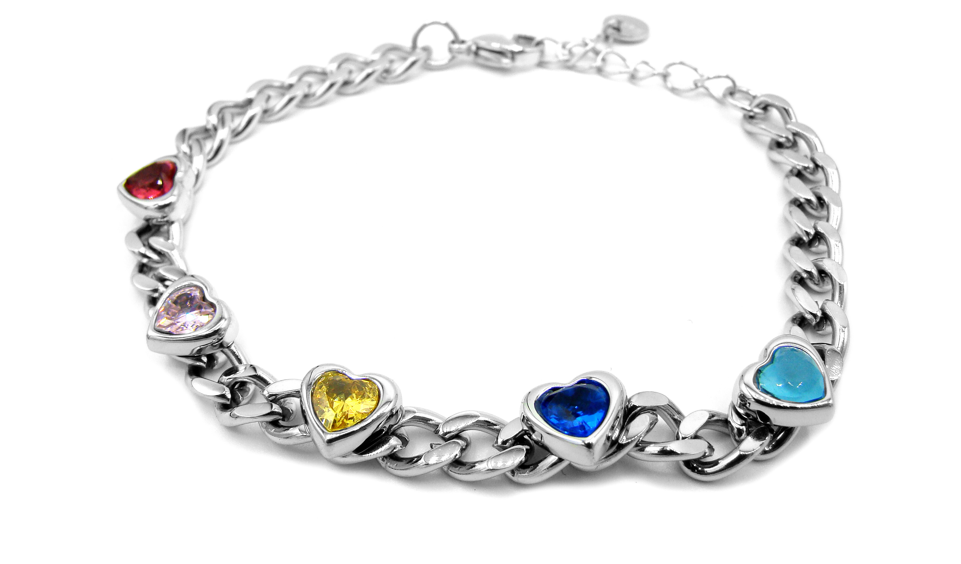 Steel Jewelry Náramek barevné srdce z chirurgické oceli NR220202