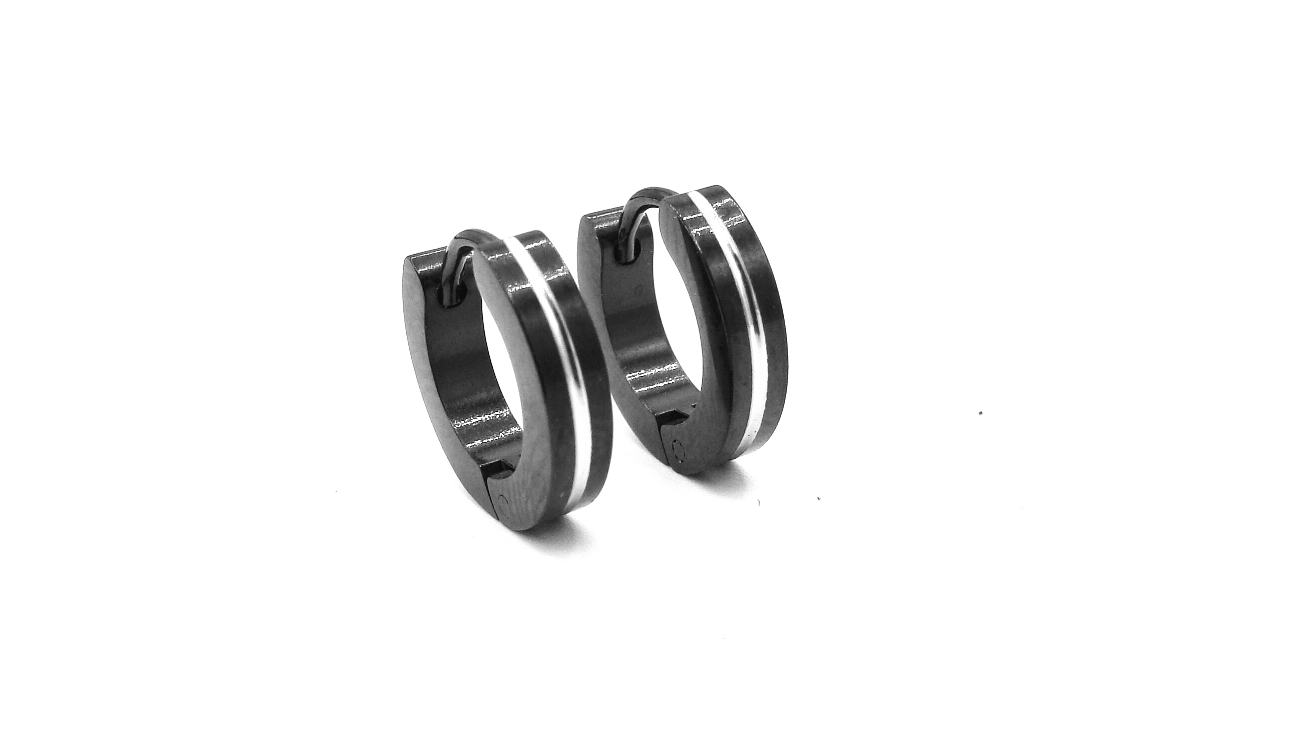 Steel Jewelry Náušnice černé kroužky z chirurgické oceli NS220218