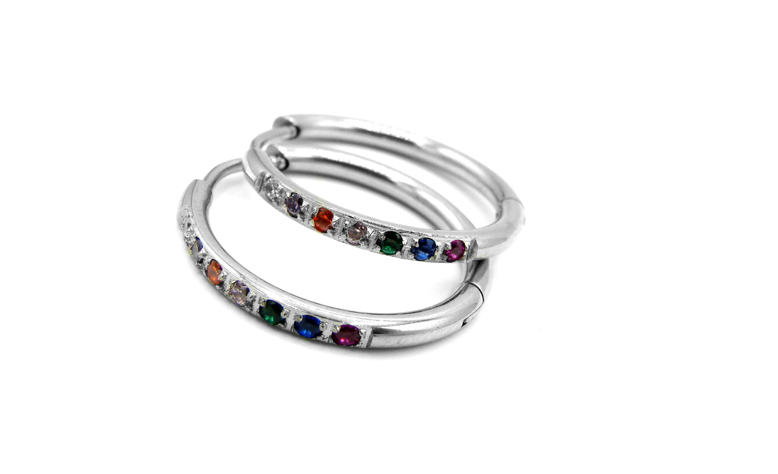 Steel Jewelry Náušnice barevné kroužky z chirurgické oceli NS220237