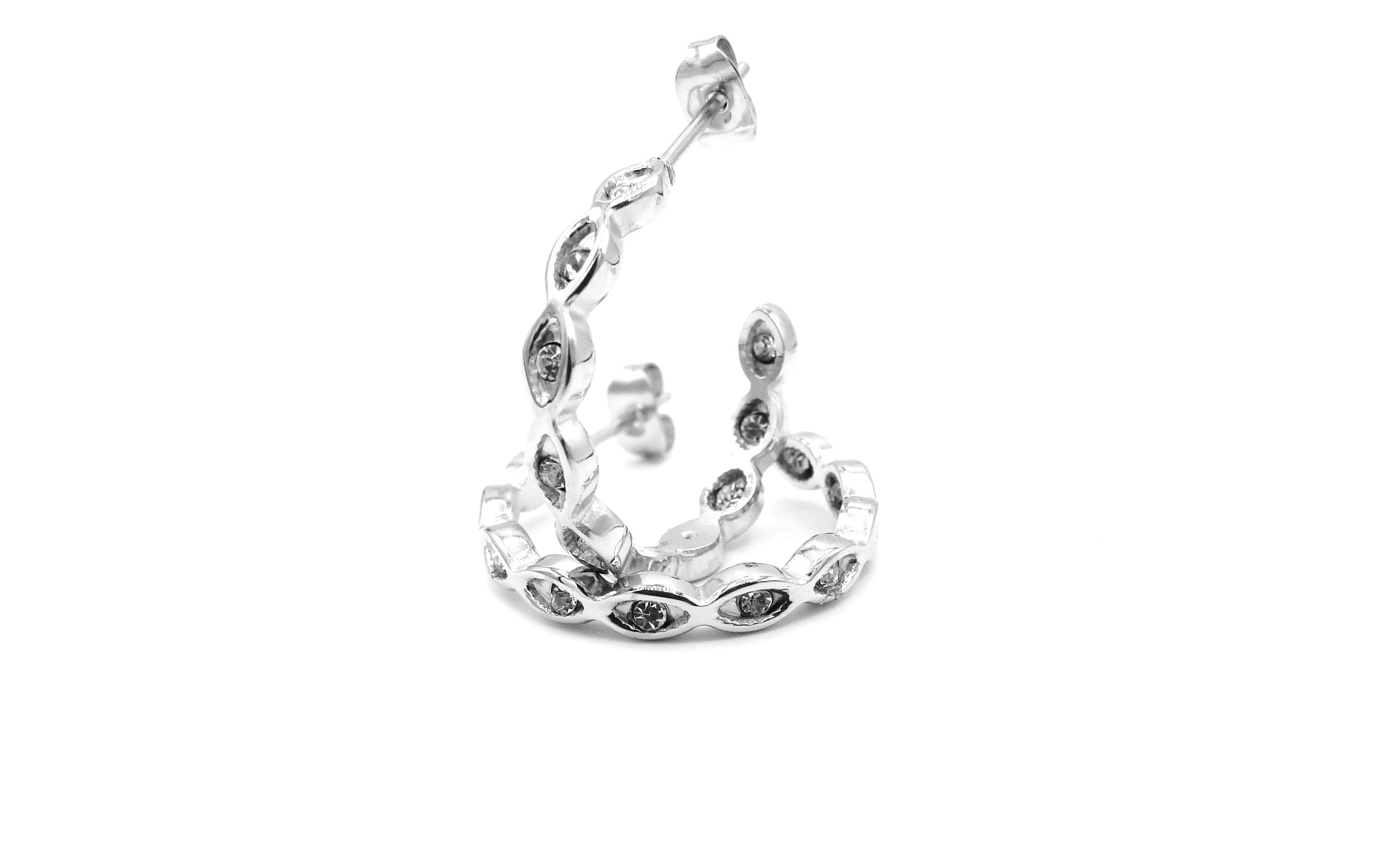Steel Jewelry Náušnice bílé kroužky z chirurgické oceli NS220240