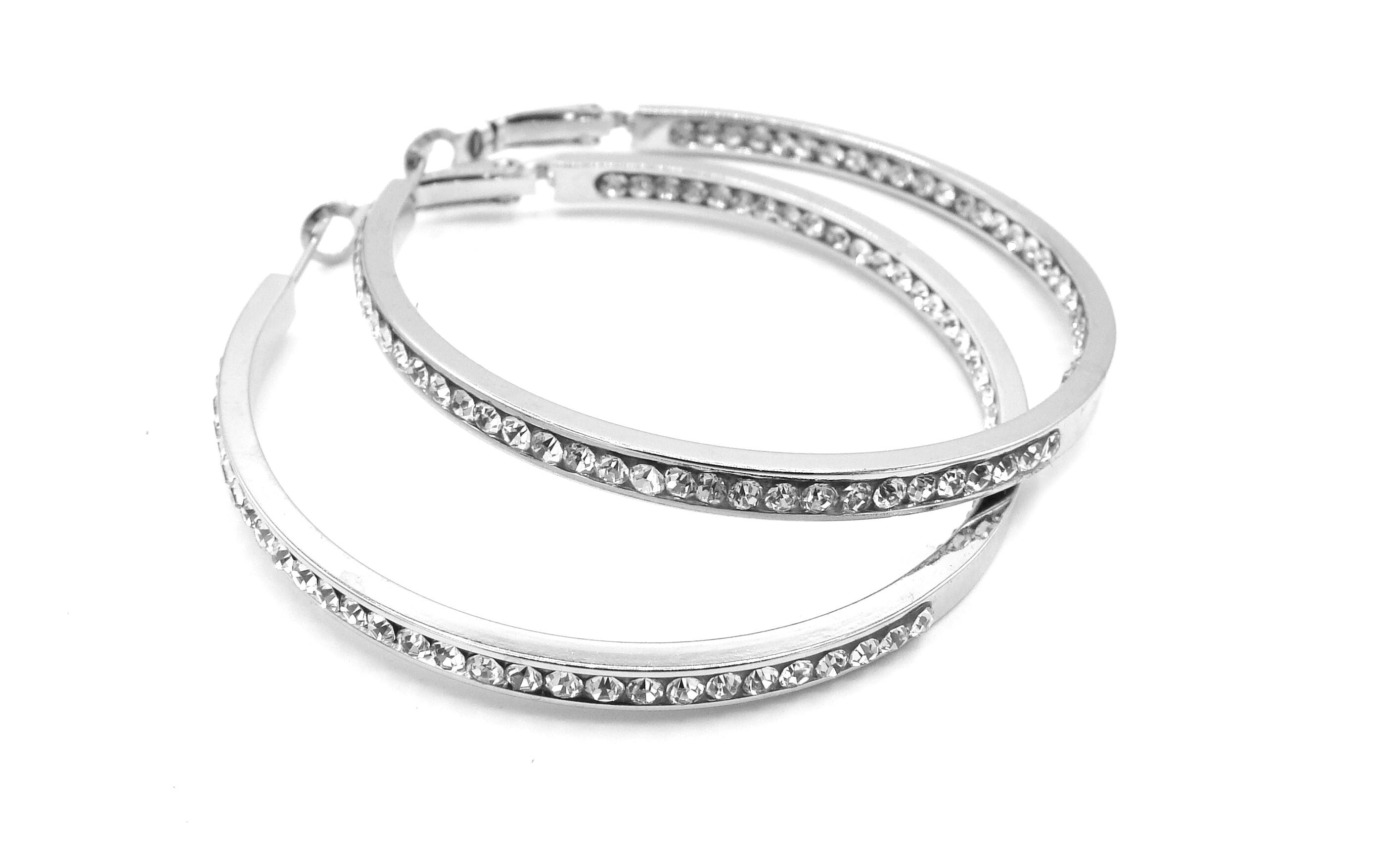 Steel Jewelry Náušnice kruhy 50 mm s krystalky NS220244