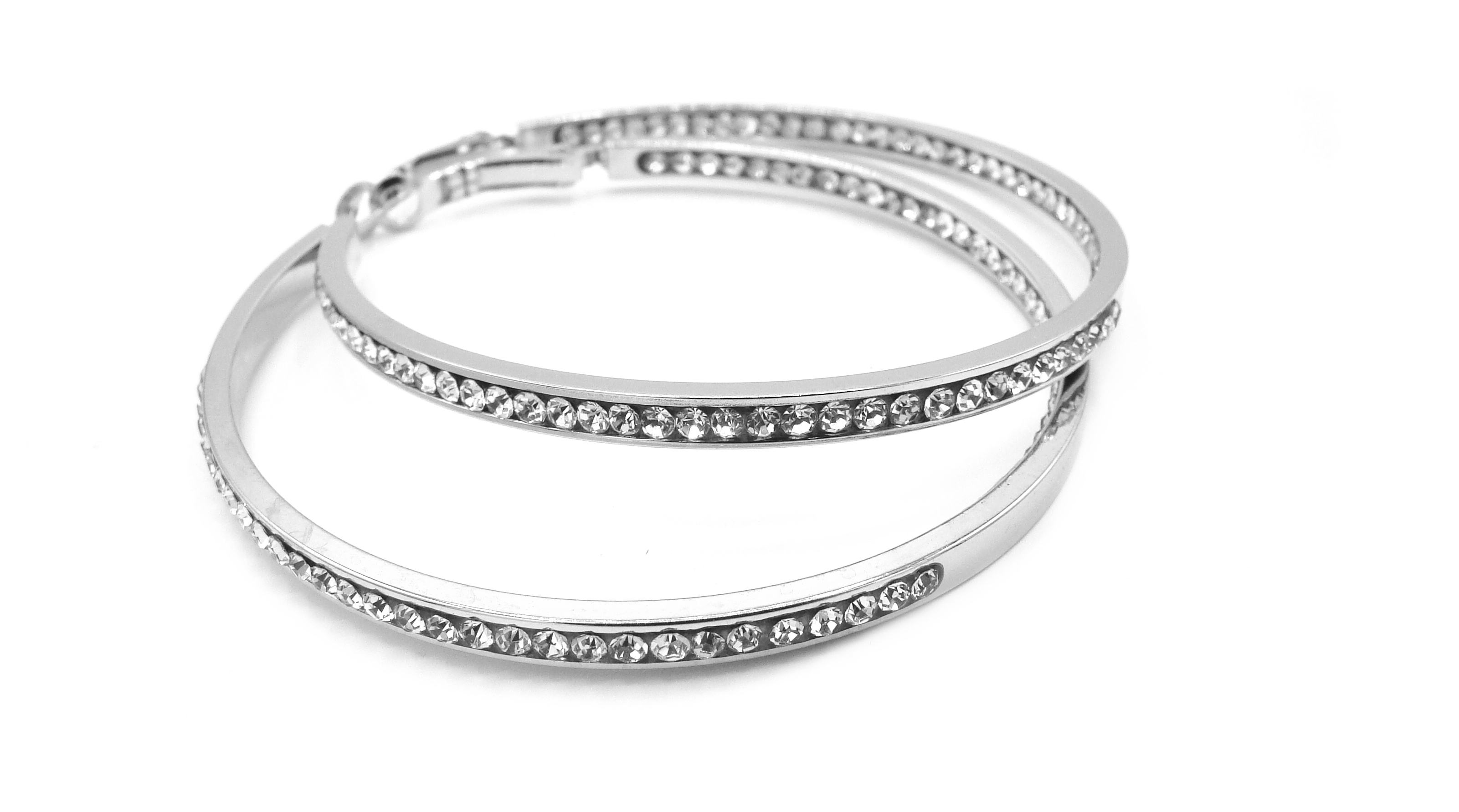 Steel Jewelry Náušnice kruhy 60 mm s krystalky NS220245