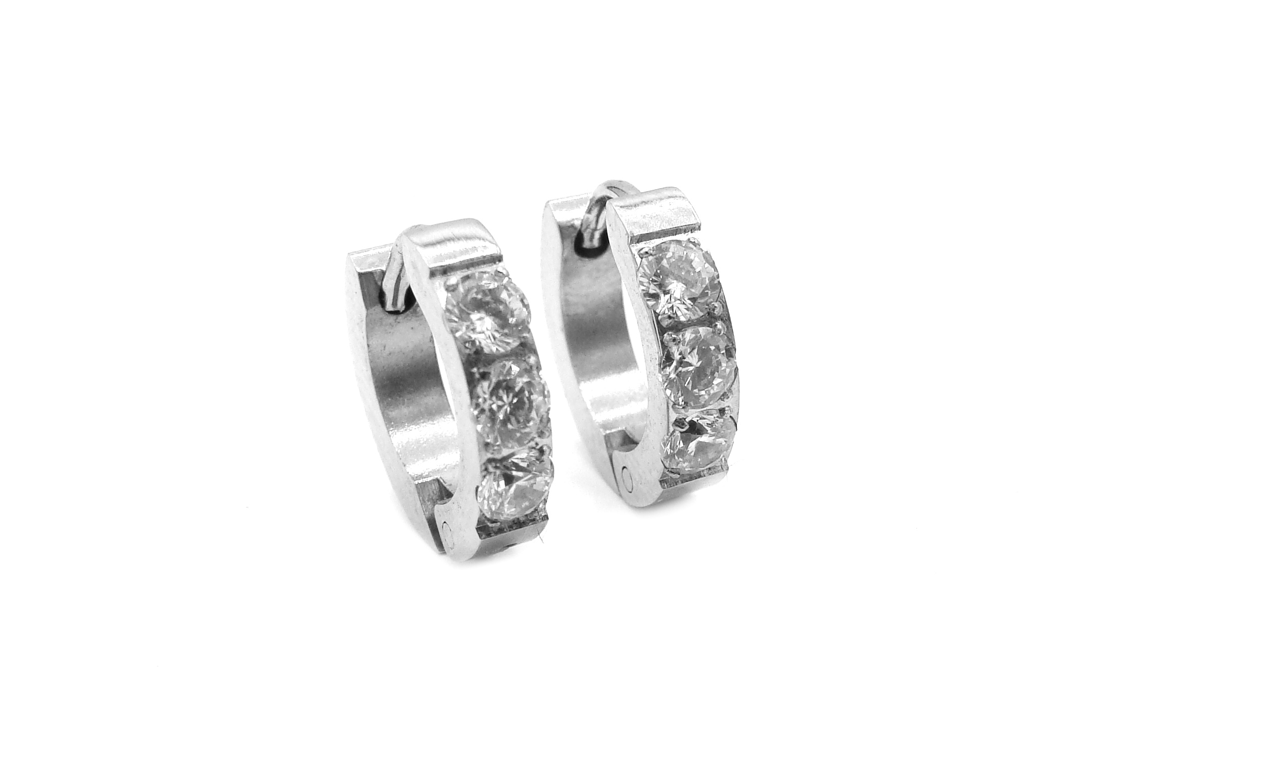 Steel Jewelry Náušnice bílé krystalkové kroužky z chirurgické oceli NS220246