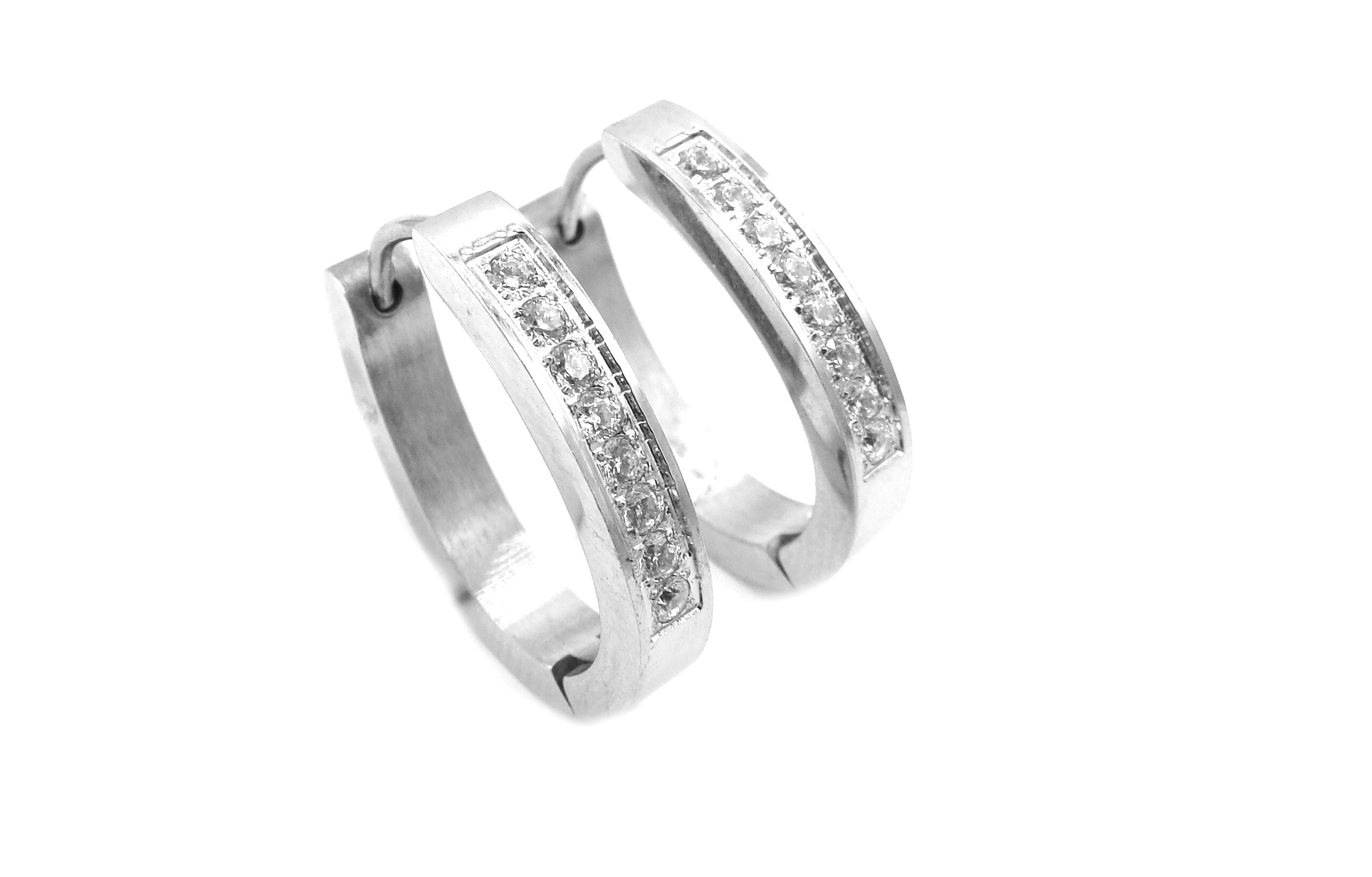 Steel Jewelry Náušnice bílé oválky z chirurgické oceli NS220248