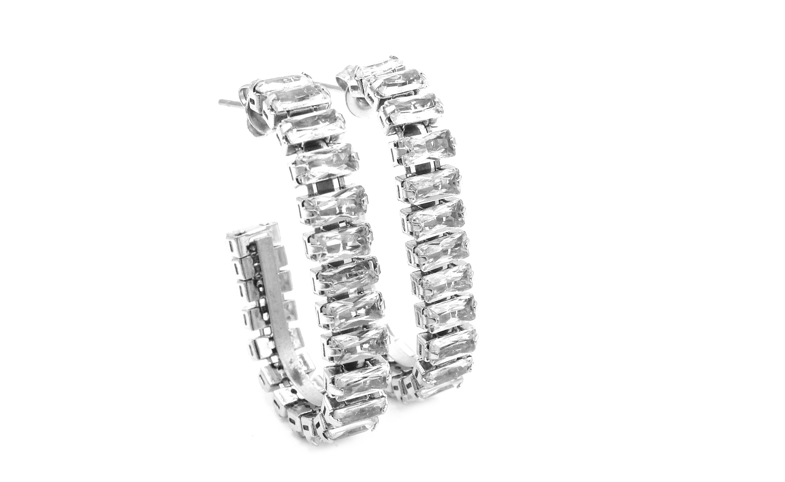 Steel Jewelry Náušnice bílé oválky z chirurgické oceli NS220250