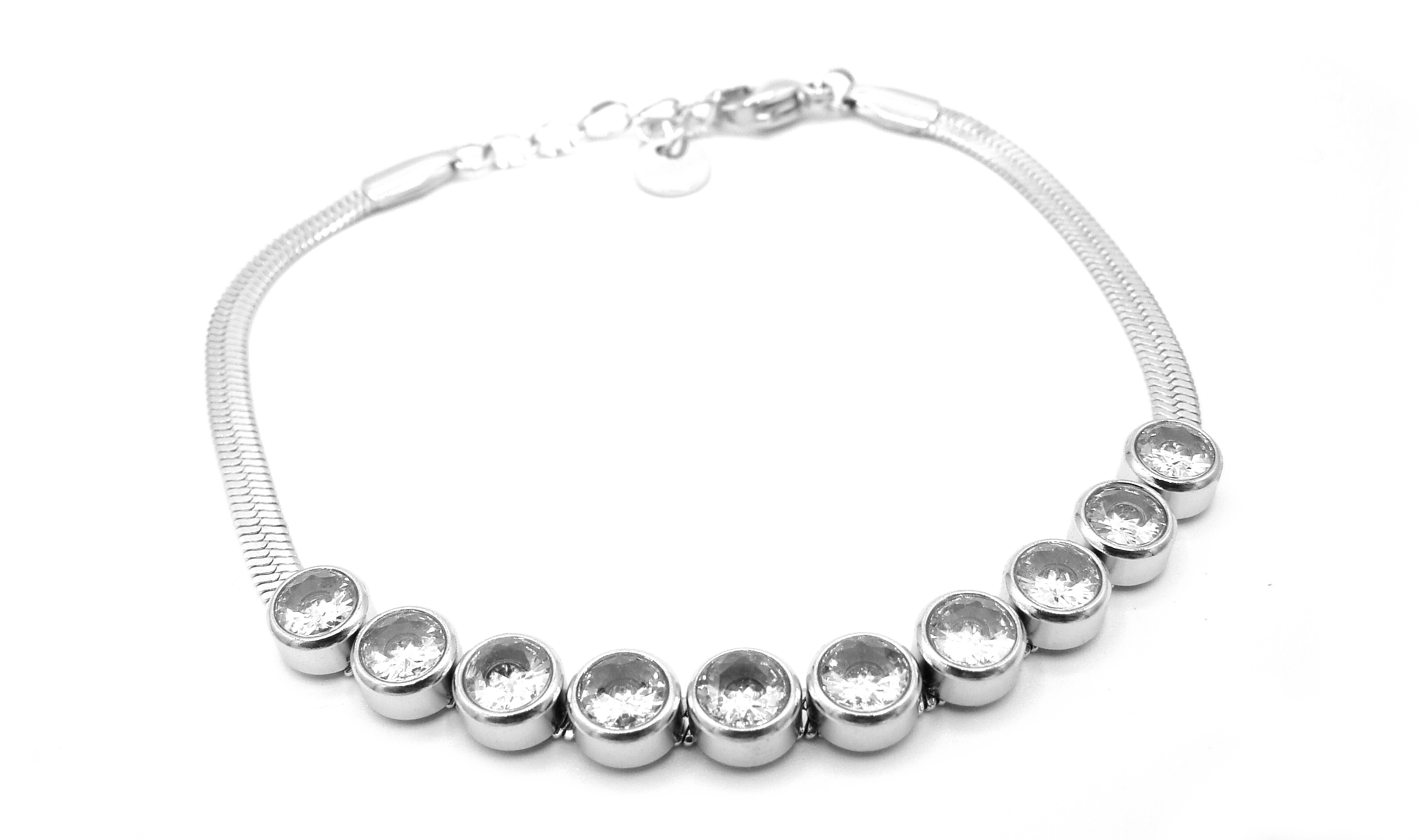 Steel Jewelry Náramek s čirými krystaly z chirurgické oceli NR220253