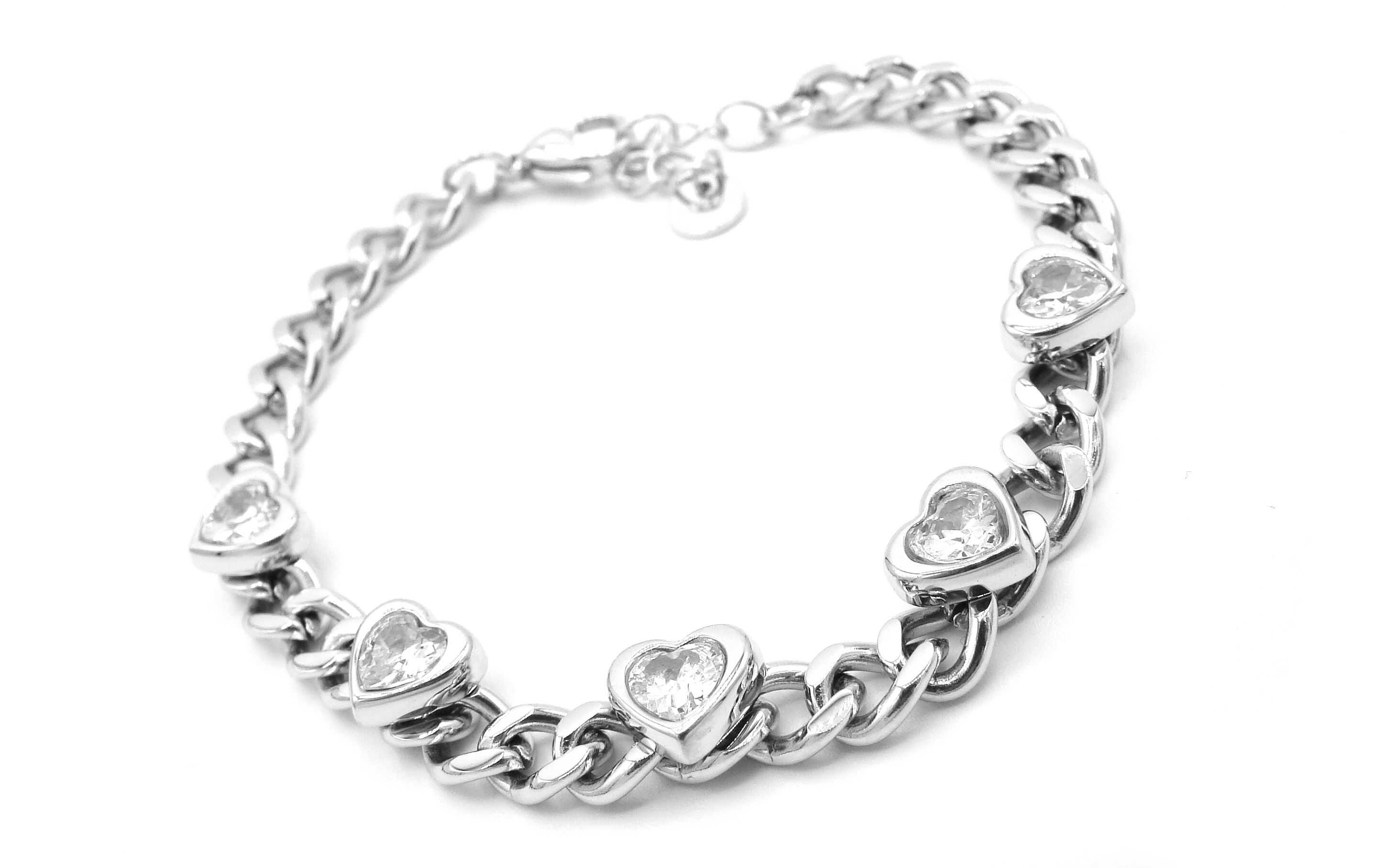 Steel Jewelry Náramek srdce s krystalky z chirurgické oceli NR220258