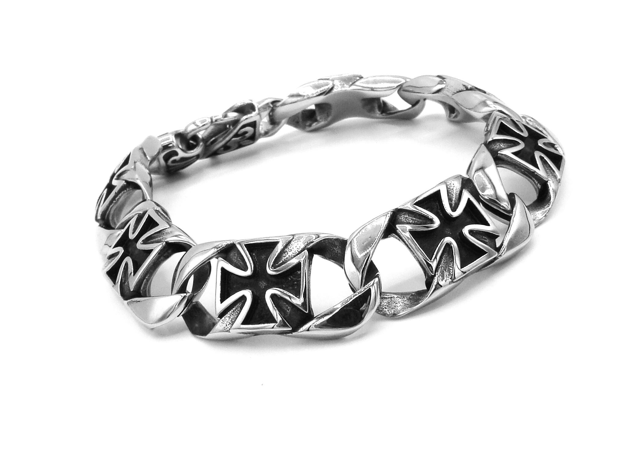 Steel Jewelry Náramek masivní maltézský kříž z chirurgické oceli NR230901 délka: 21 cm