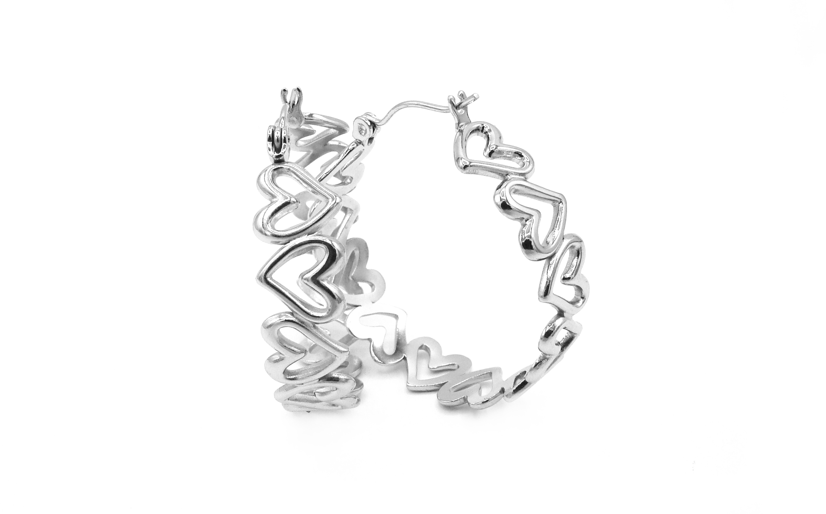 Levně Steel Jewelry Náušnice srdíčkové kruhy z chirurgické oceli NS230913