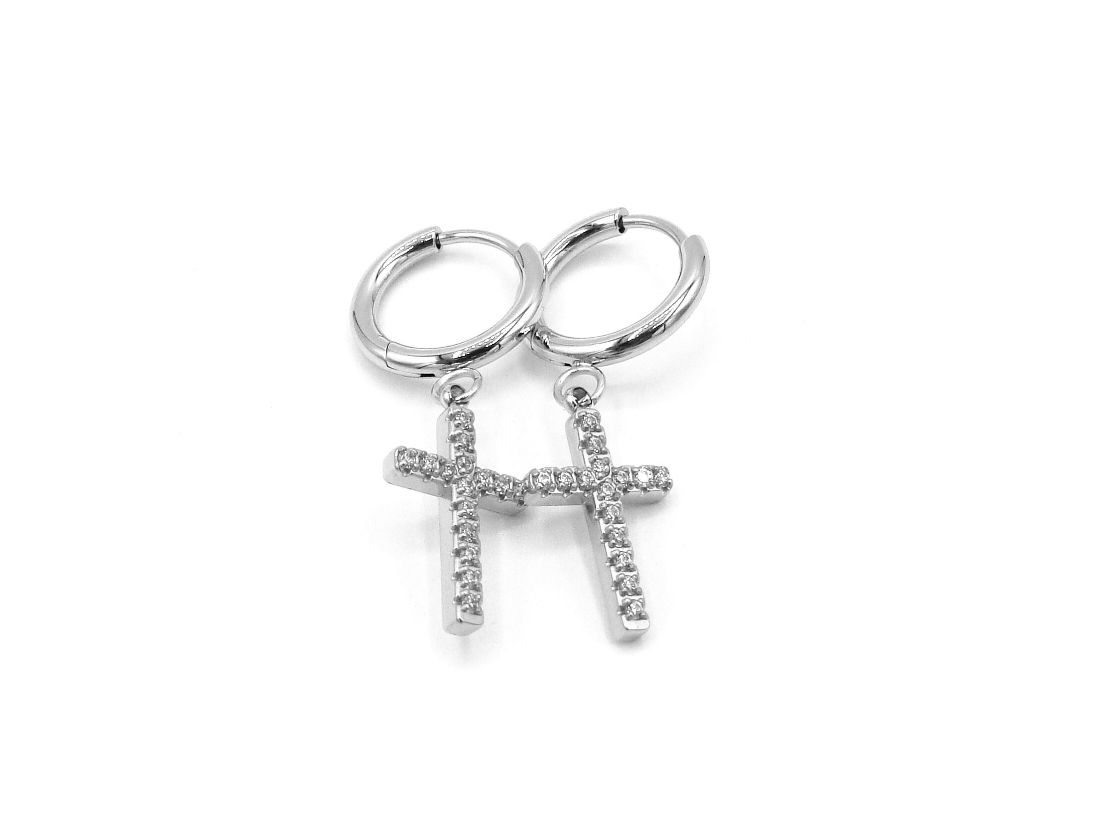 Levně Steel Jewelry Náušnice křížek z chirurgické oceli NS230950