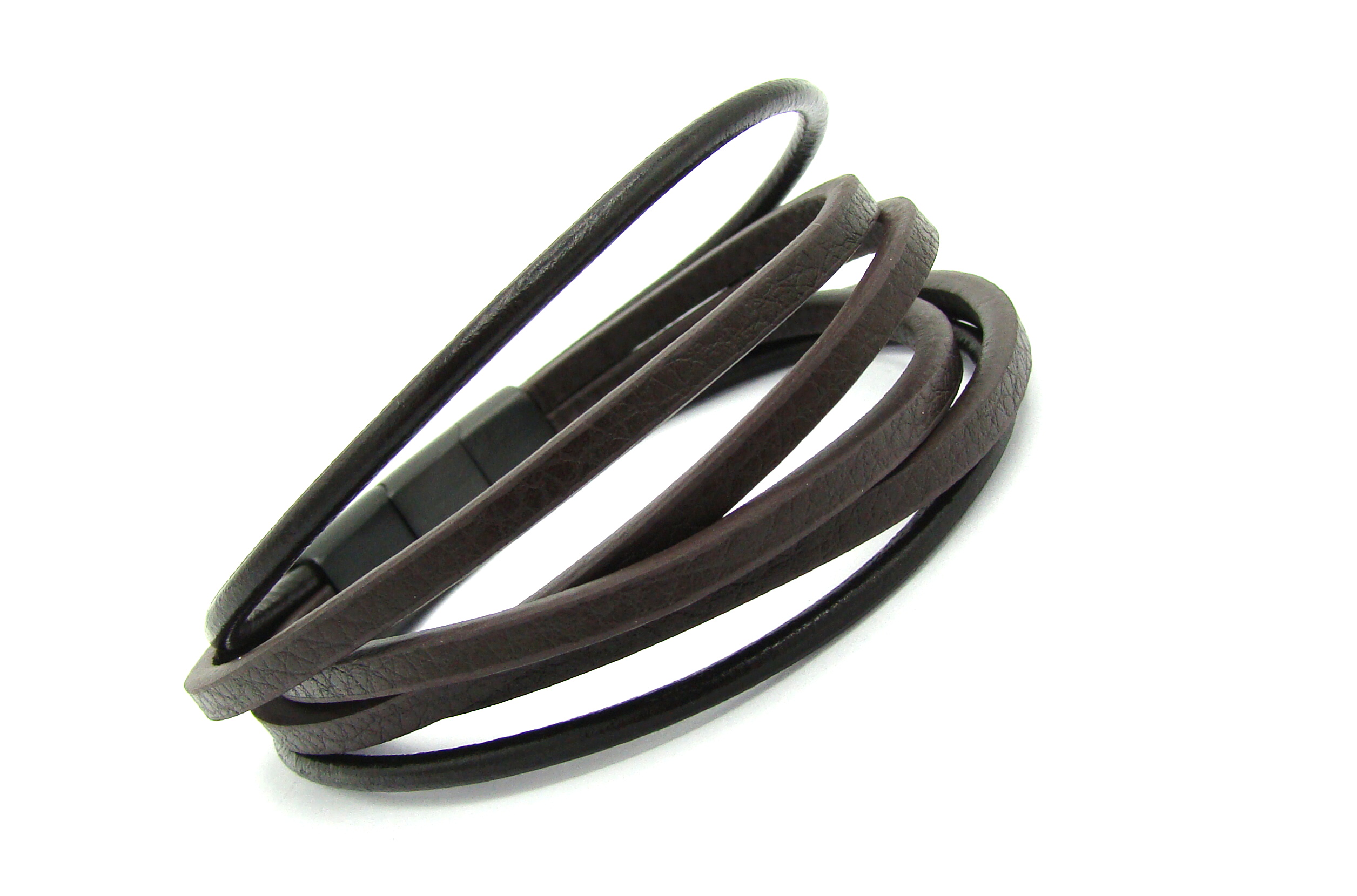Steel Jewelry Náramek pánský hnědý kožený s kombinací chirurgické oceli NR231022