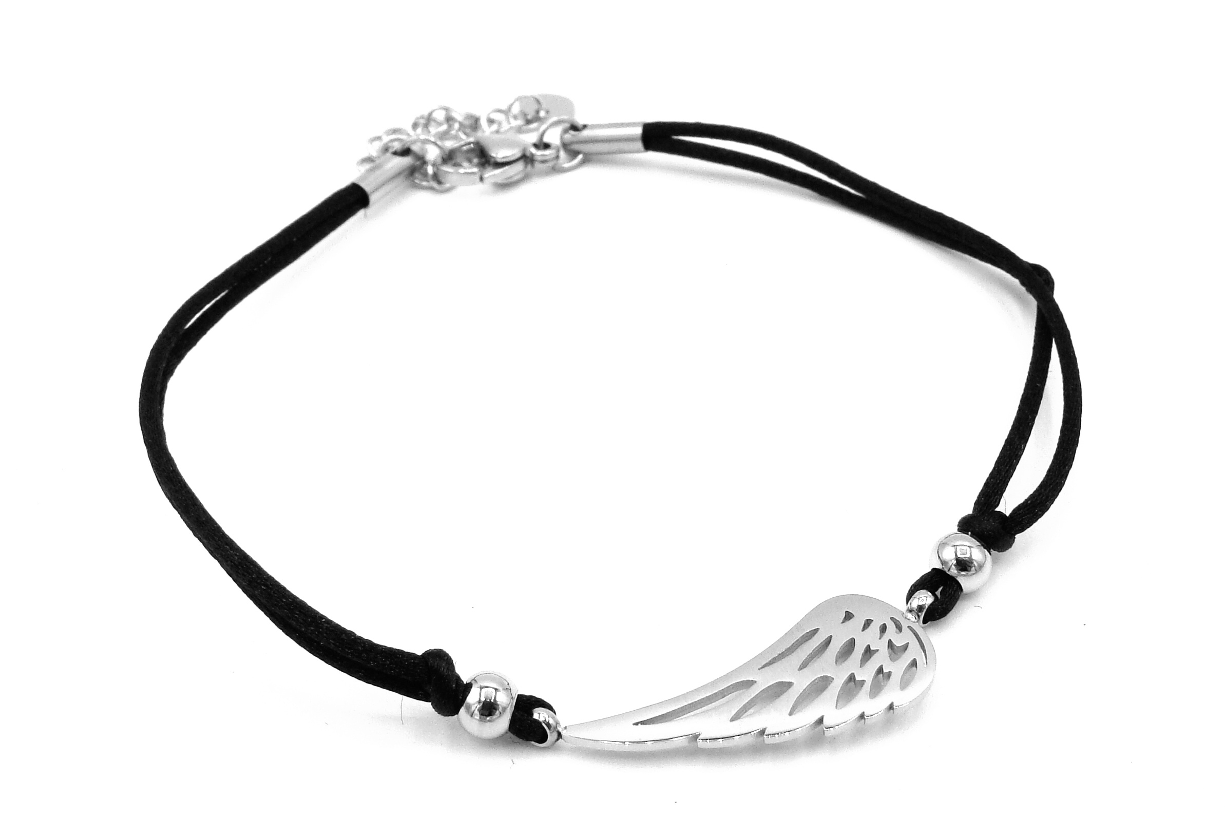 Steel Jewelry šňůrkový Náramek andělské křídlo z chirurgické oceli NR231035