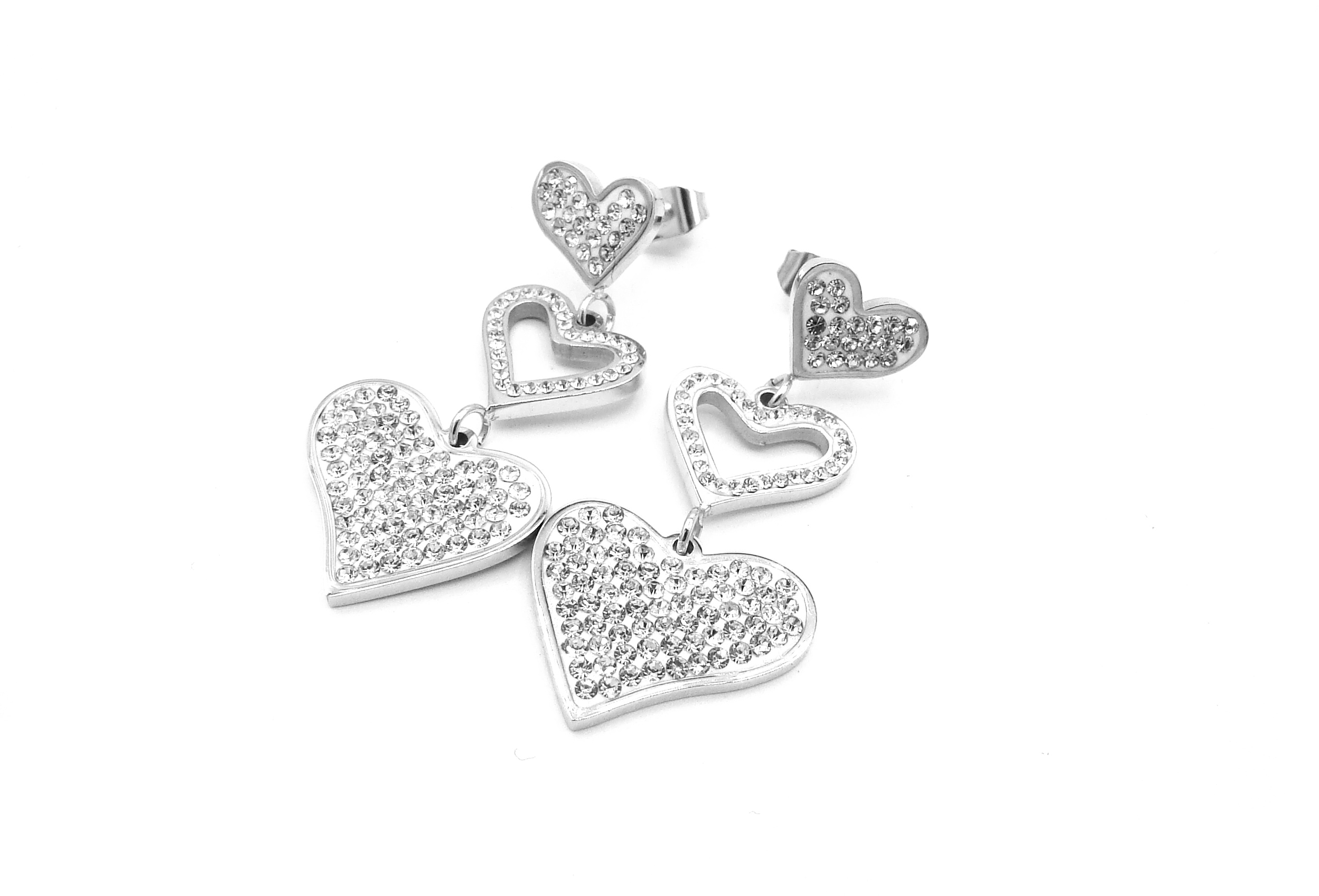 Steel Jewelry visací Náušnice srdce z chirurgické oceli NS231071