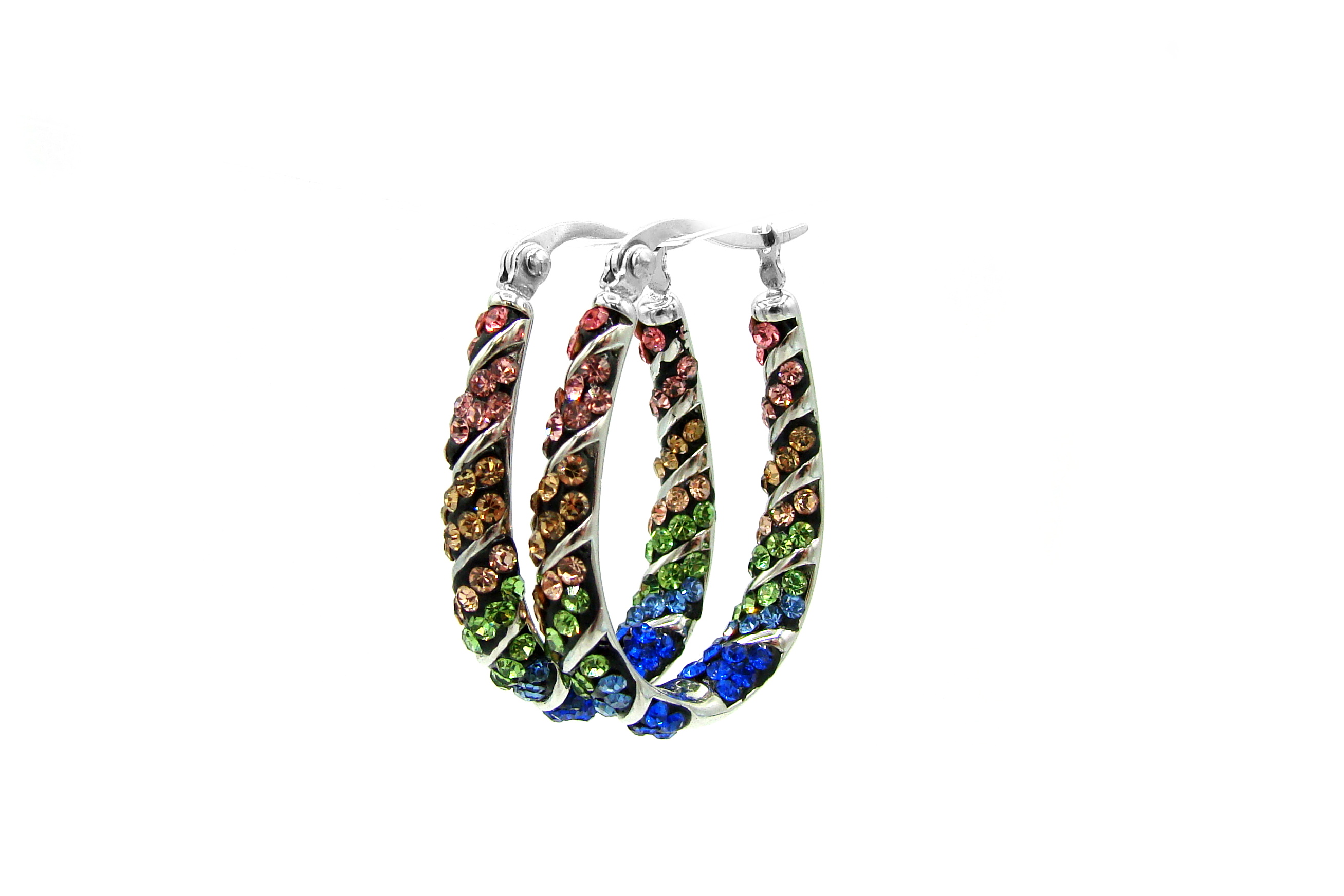 Levně Steel Jewelry Náušnice barevné oválky z chirurgické oceli NS231072