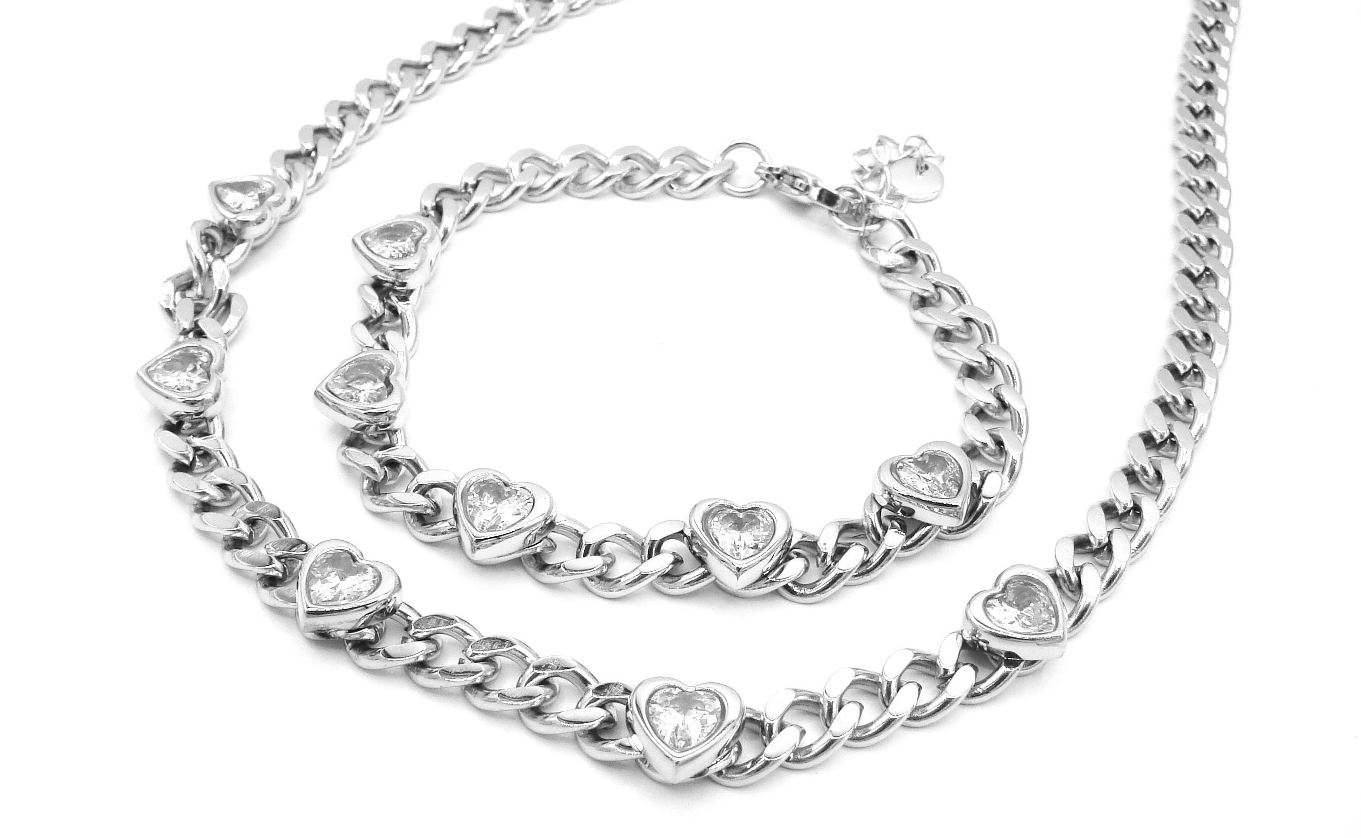 Steel Jewelry Set Náhrdelník a náramek srdce z chirurgické oceli SET231086