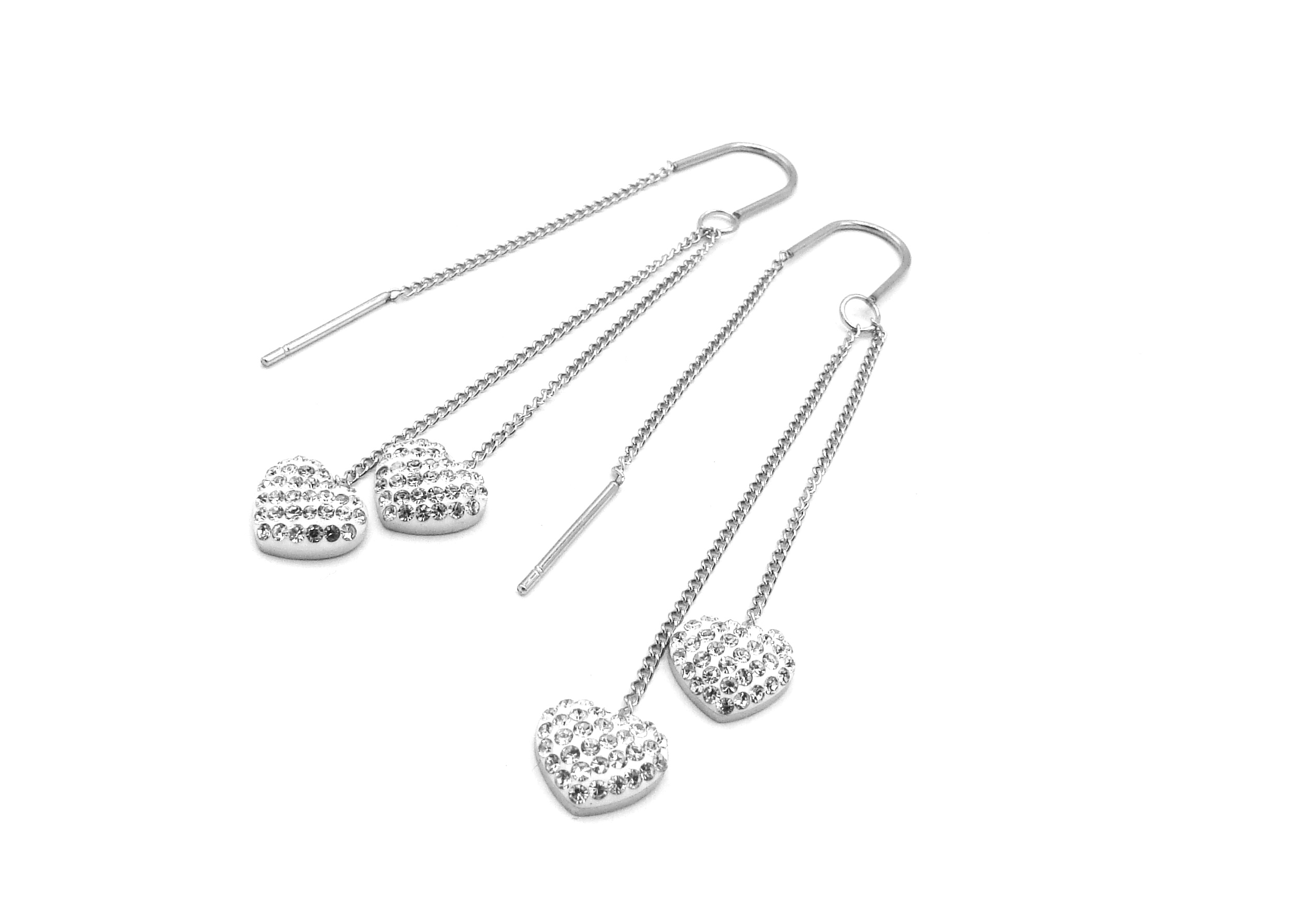 Levně Steel Jewelry provlékací náušnice z chirurgické oceli srdce 231088