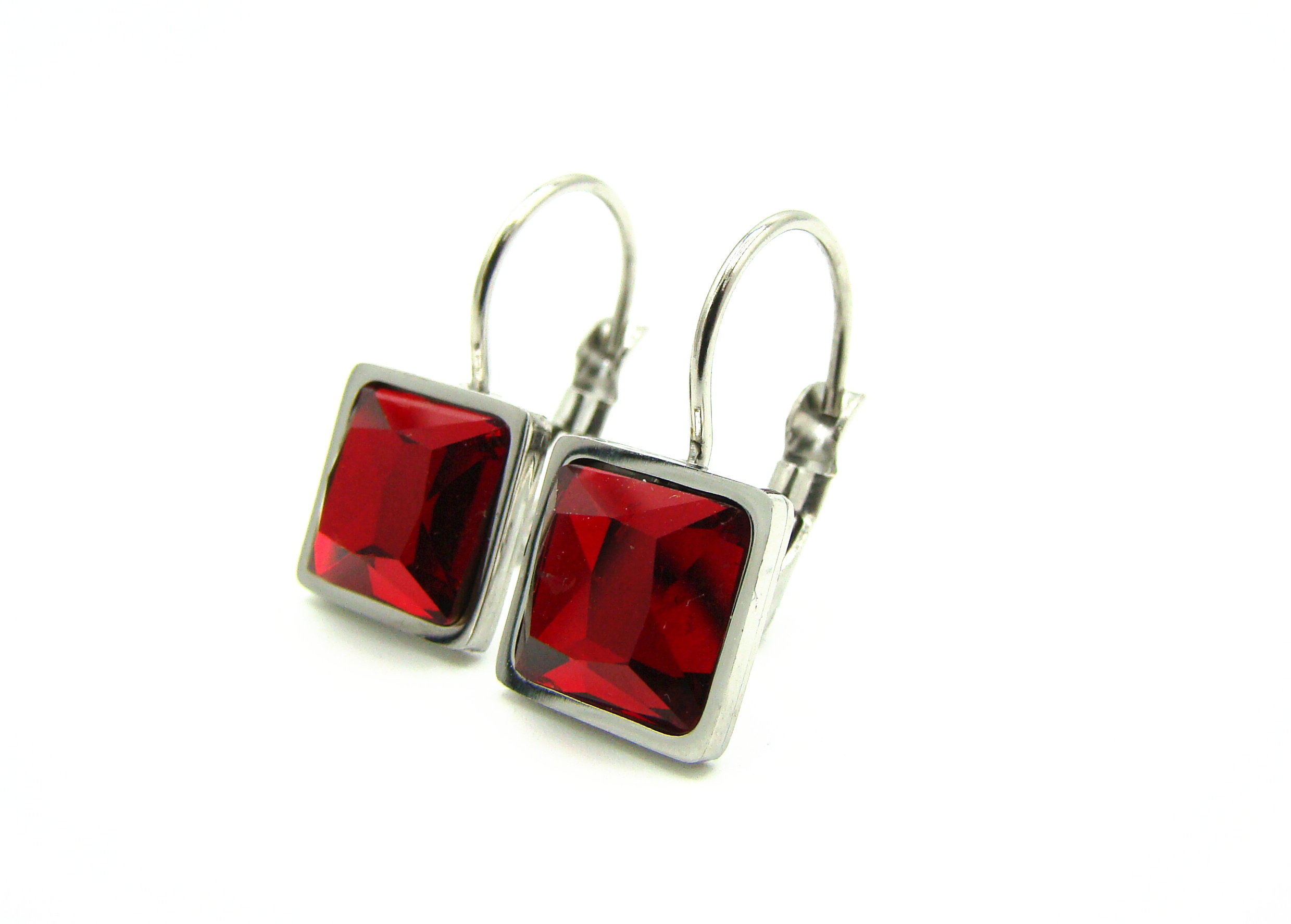 Levně Steel Jewelry náušnice z chirurgické oceli ČERVENÉ dámské 231092