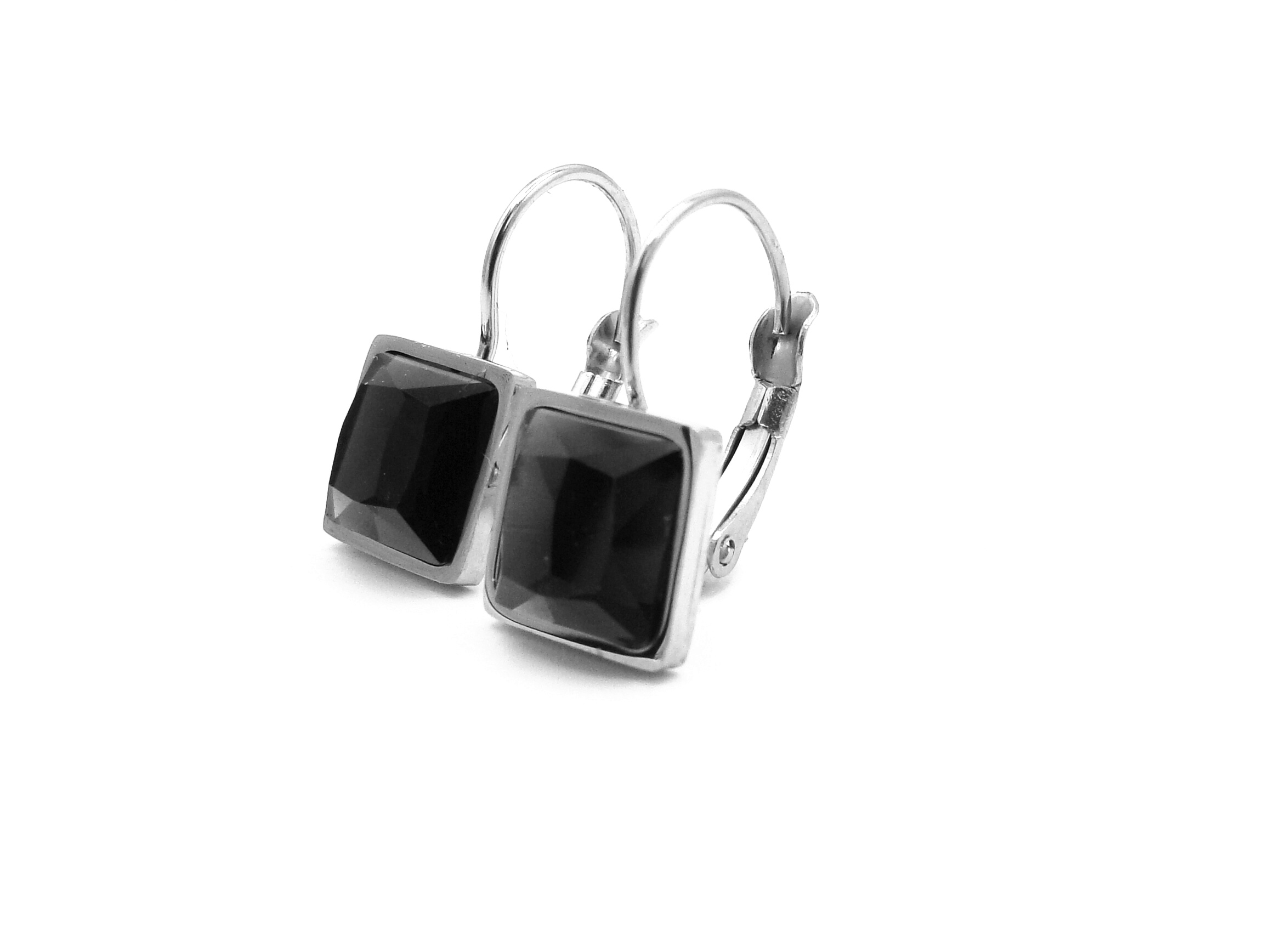 Levně Steel Jewelry náušnice z chirurgické oceli ČERNÉ dámské 231095