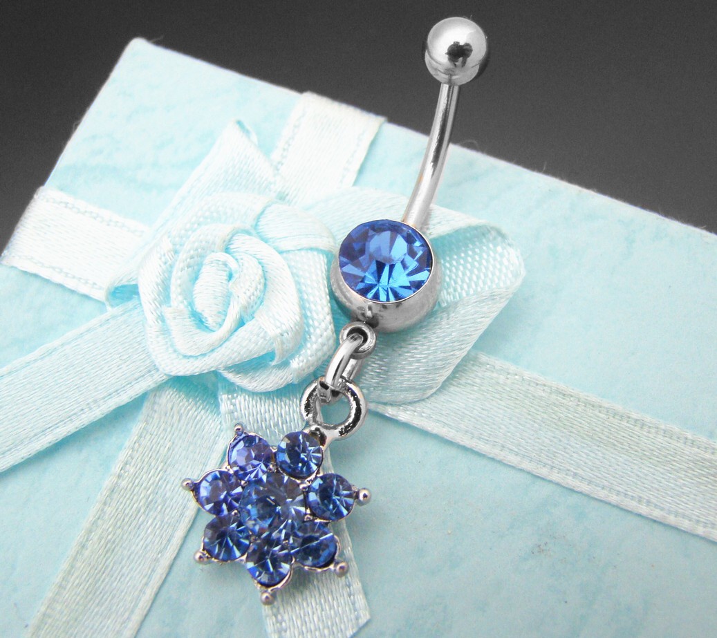 Steel Jewelry Piercing modrá kytička z chirurgické oceli PR130131