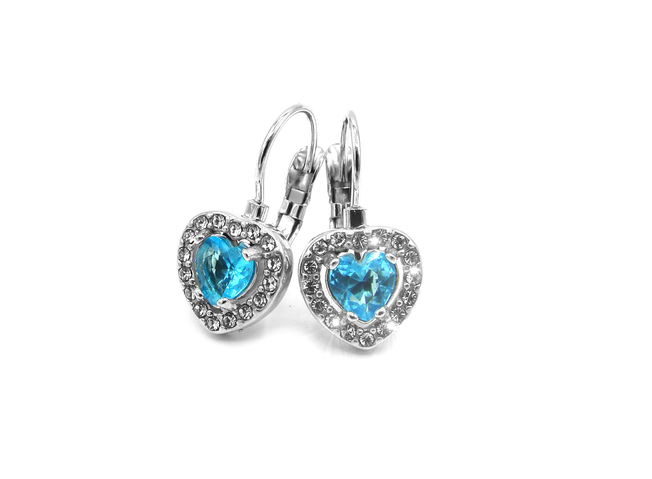 Steel Jewelry náušnice MODRÉ SRDCE Chirurgická ocel NS231142