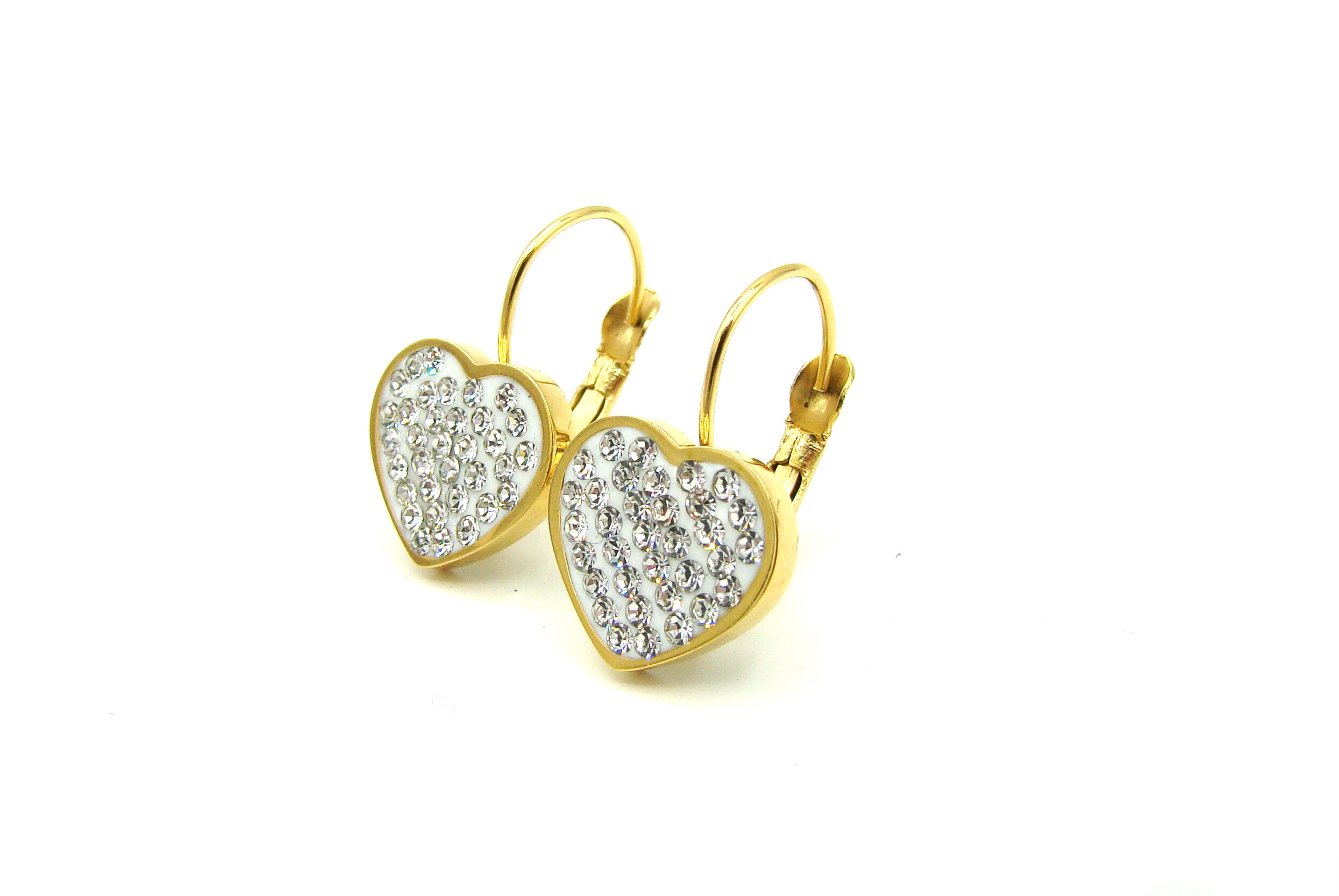 Steel Jewelry náušnice SRDCE GOLD Chirurgická ocel NS231147